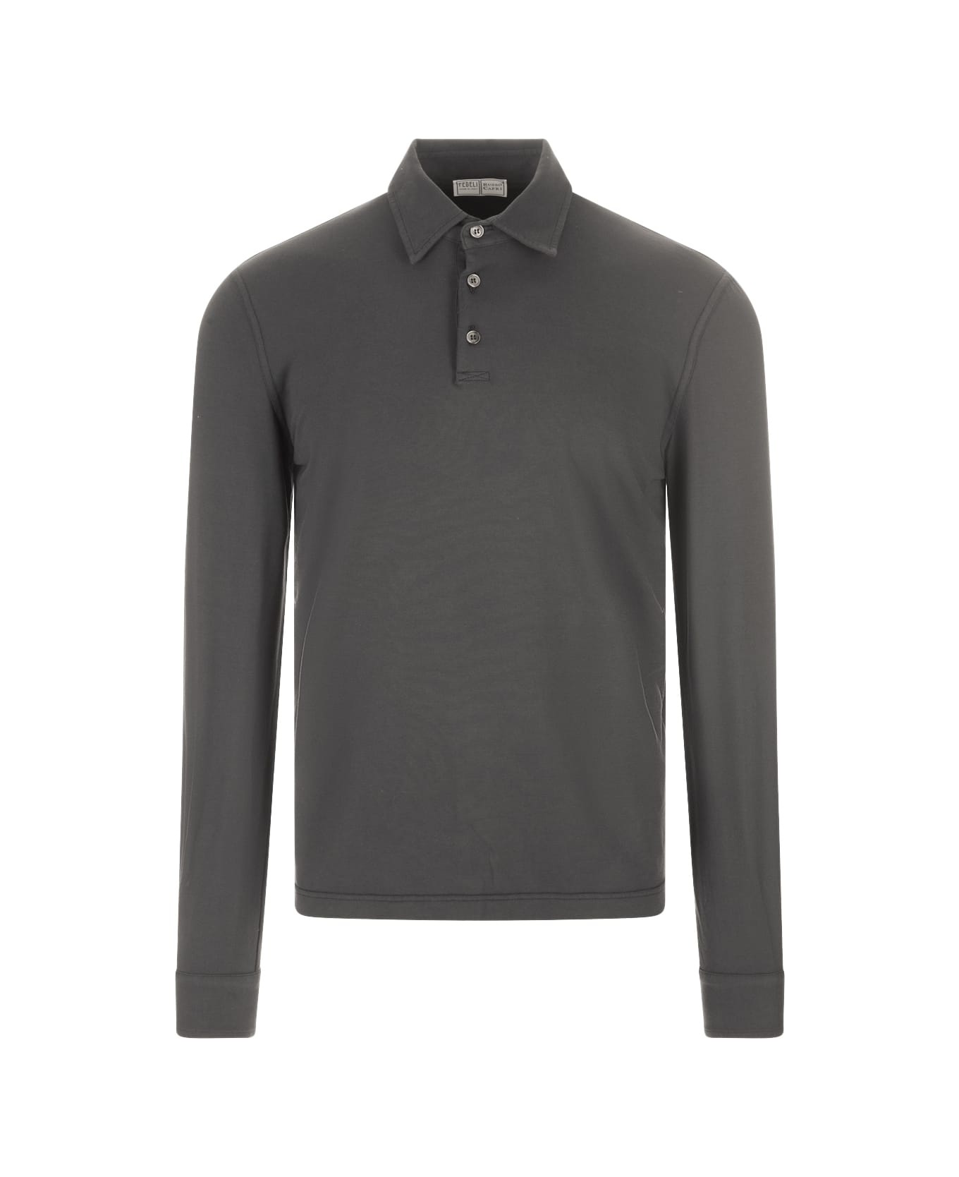 Fedeli Dark Grey Long Sleeve Polo Shirt - Grey