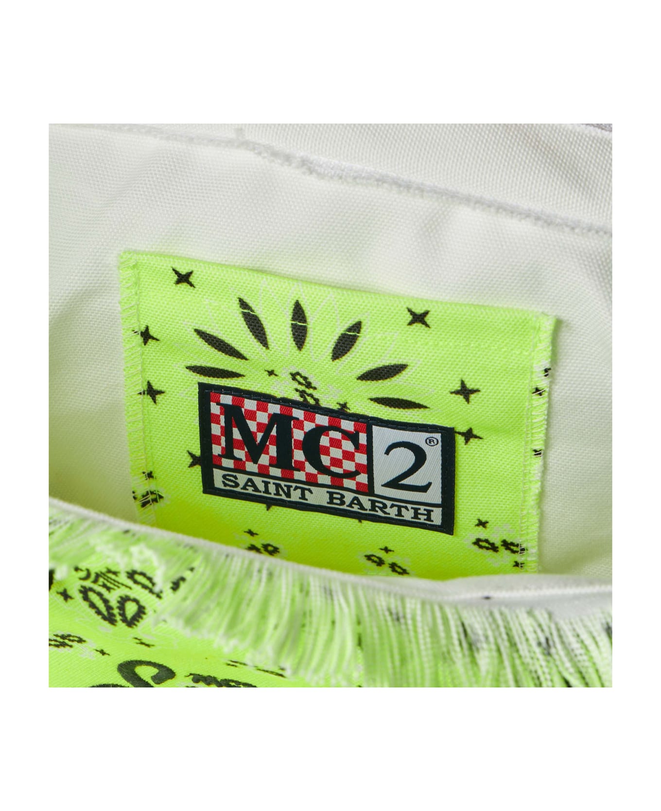 MC2 Saint Barth Vanity Fluo Yellow Shoulder Bag With Bandanna Print - YELLOW
