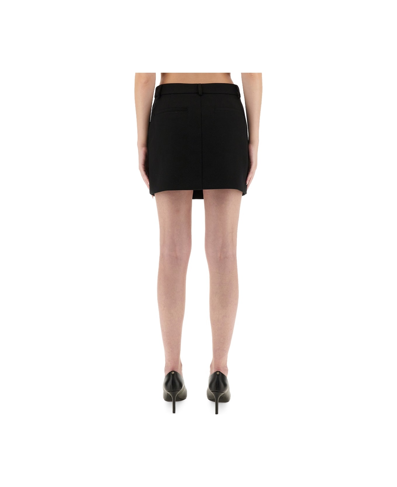 M05CH1N0 Jeans Mini Tailored Skirt - BLACK