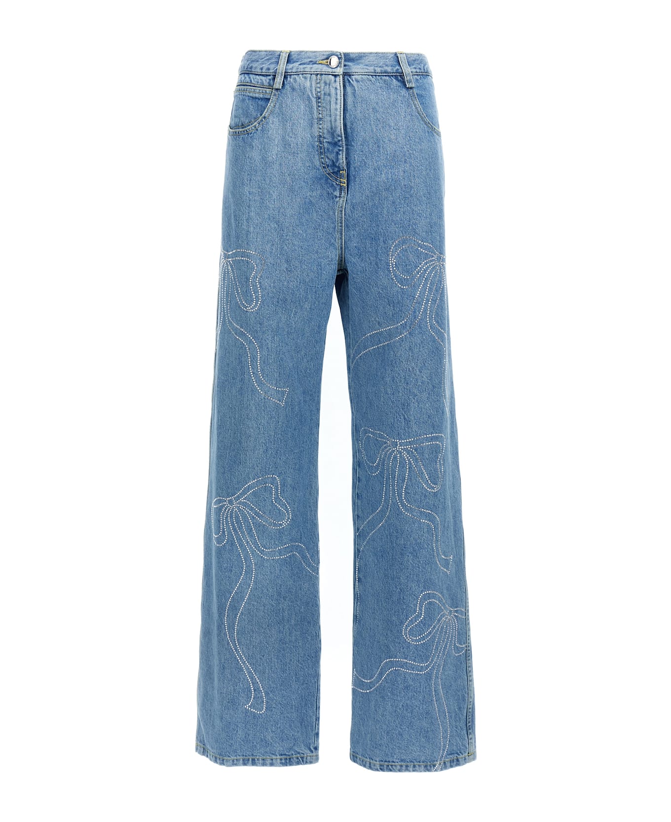 Mach & Mach 'crystal Ribbon Hot Fix' Jeans - Light Blue