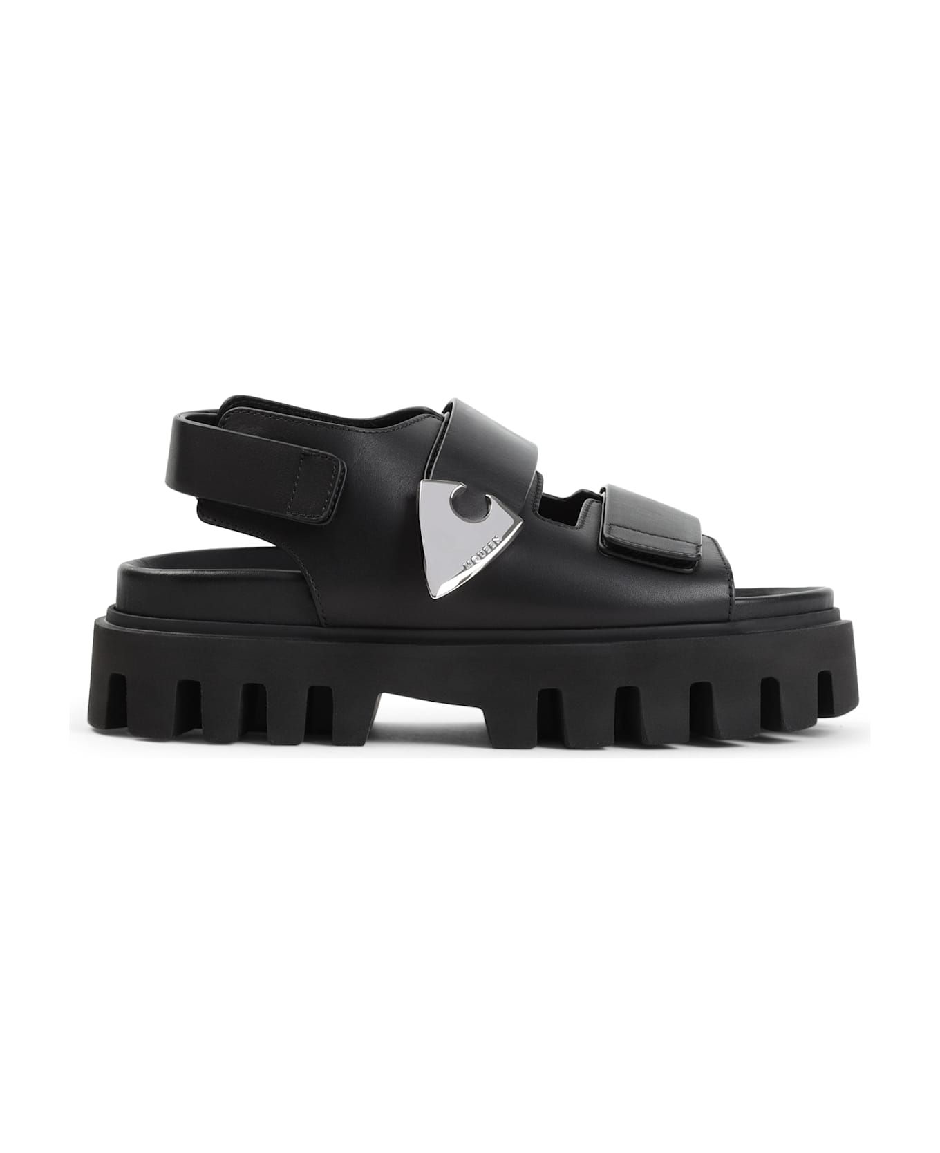 Alexander McQueen Leather And Rubber Sandals - BLACK SILVER