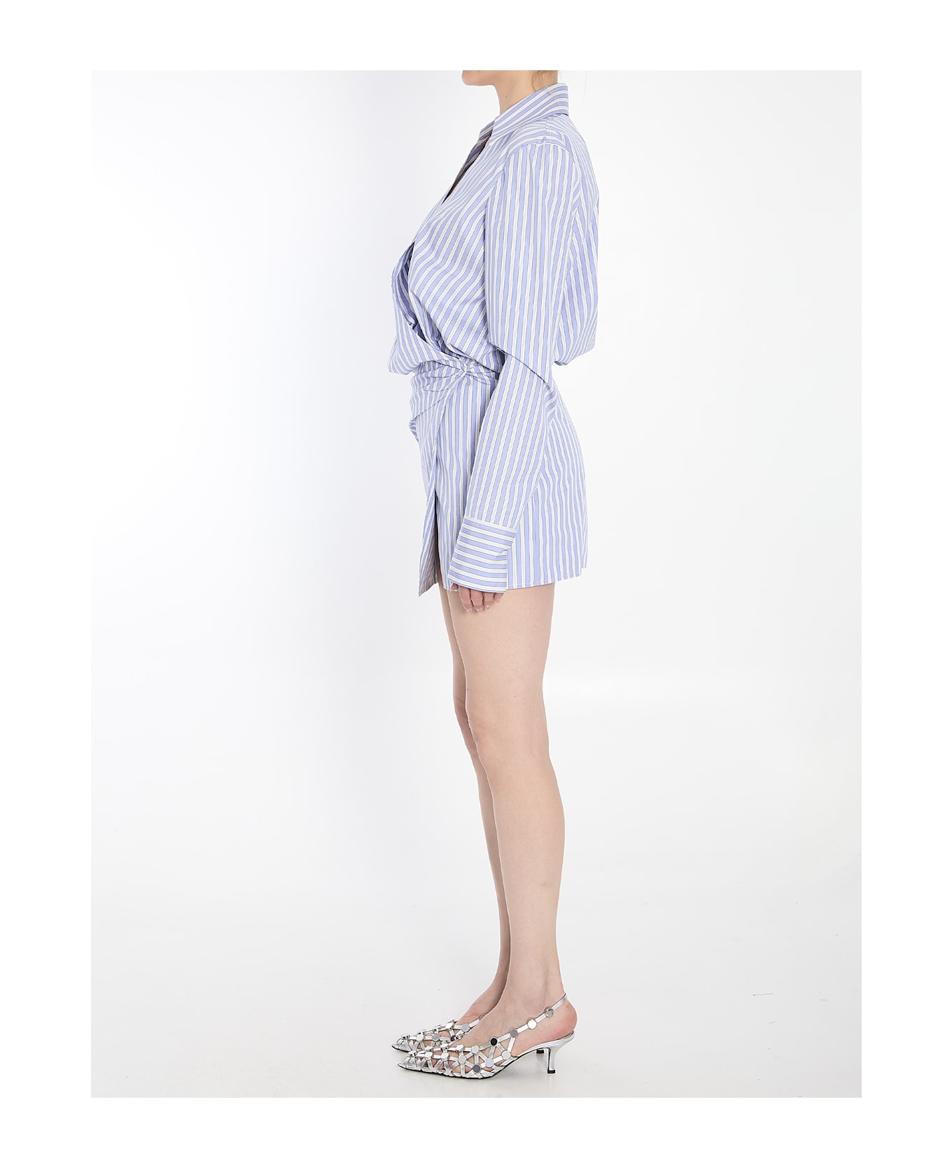 The Attico Mini Shirt Dress - White E Navy Blue ワンピース＆ドレス