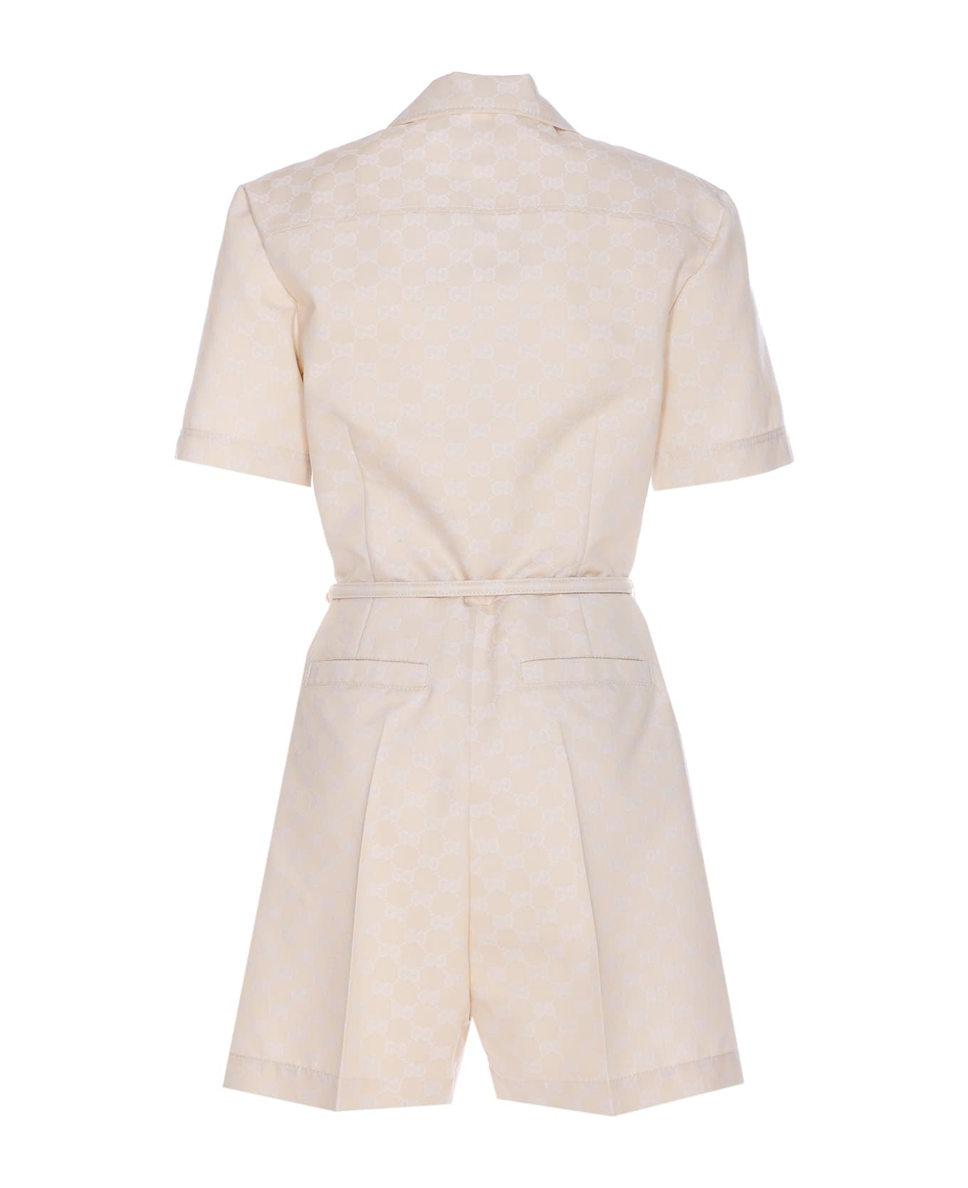 Gucci Gg Logo Jumpsuit - Beige