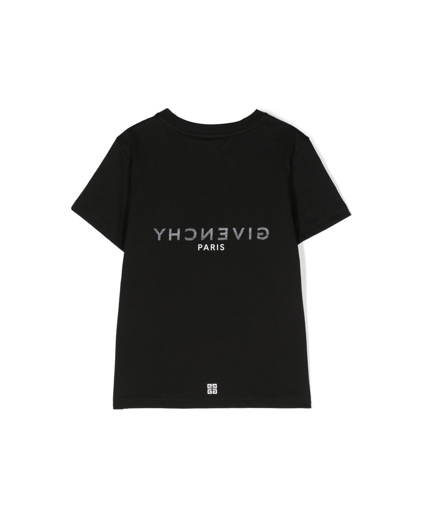 Givenchy Black Crewneck T-shirt With Logo Print In Cotton Boy - Black
