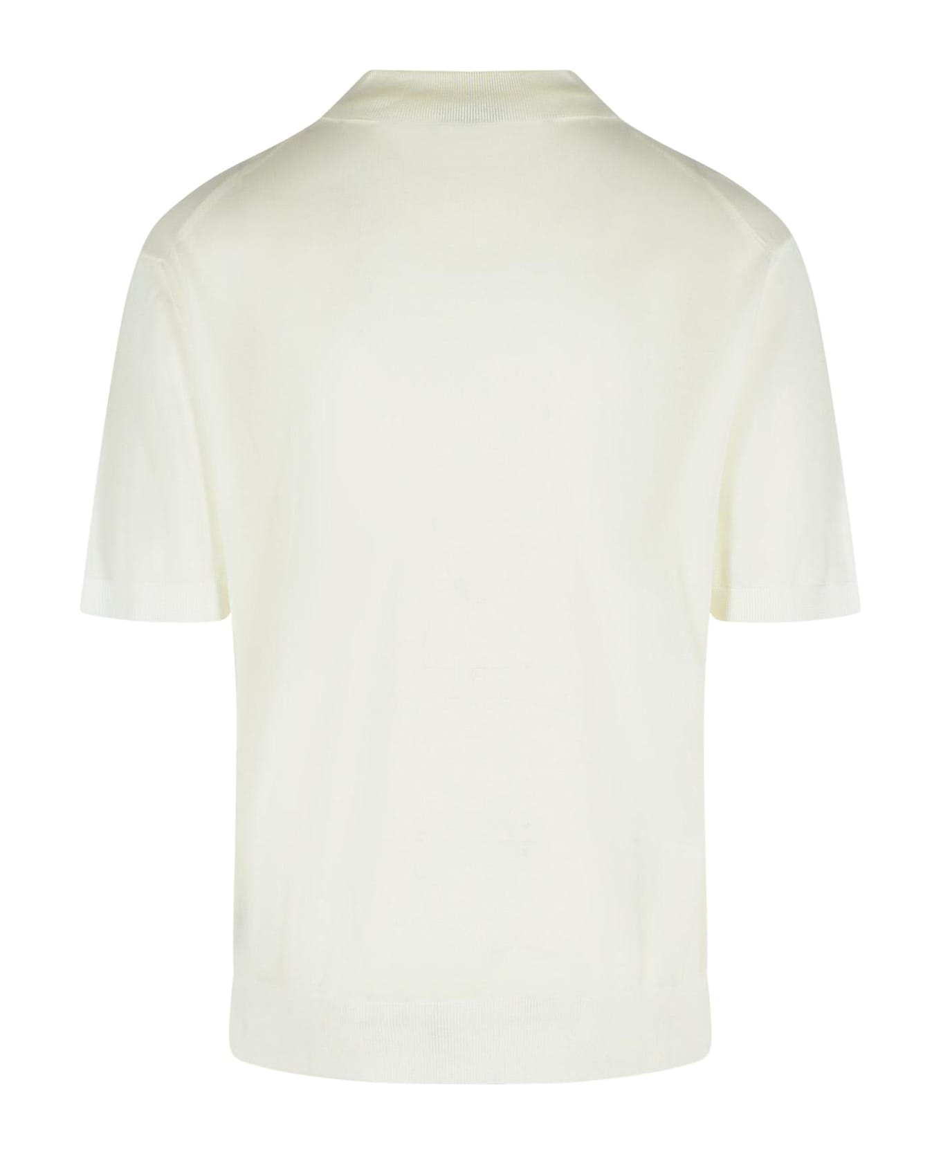 Laneus Polo Shirt In Lyocell Cream - Cream