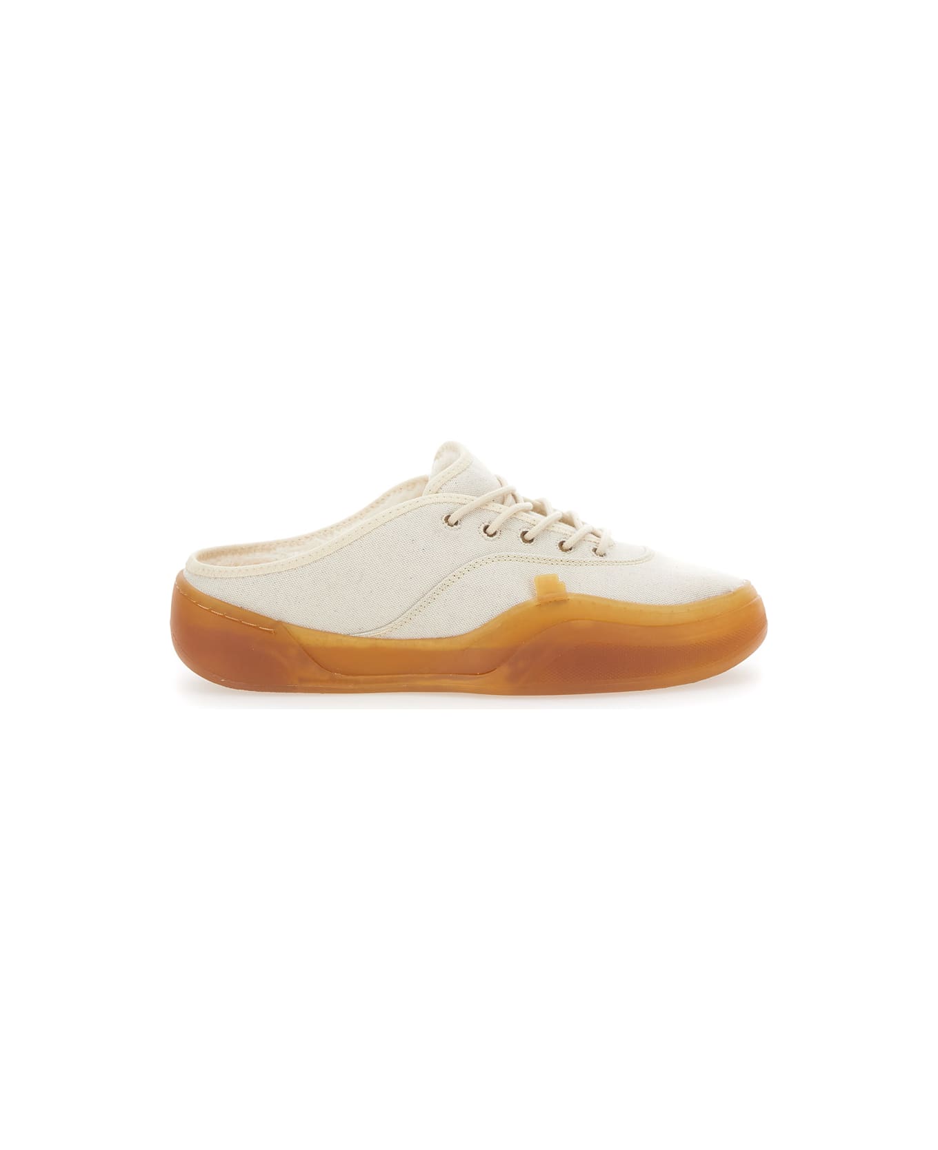ERL 'low Skate Mule' White Low Top Sneakers With Contrasting Sole In Cotton Man - White
