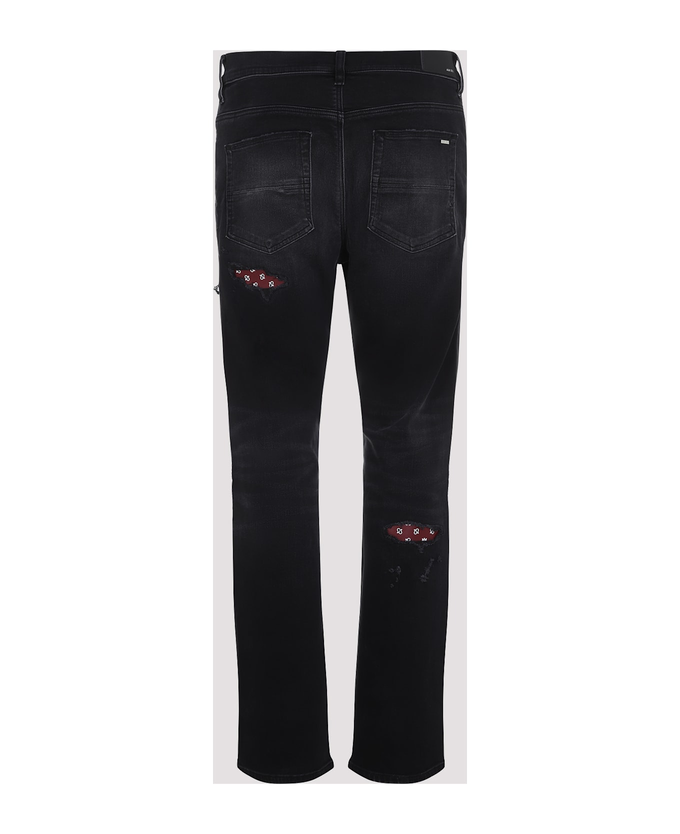 AMIRI Leather Bandana Repaired Slim Jeans - Vintage Black