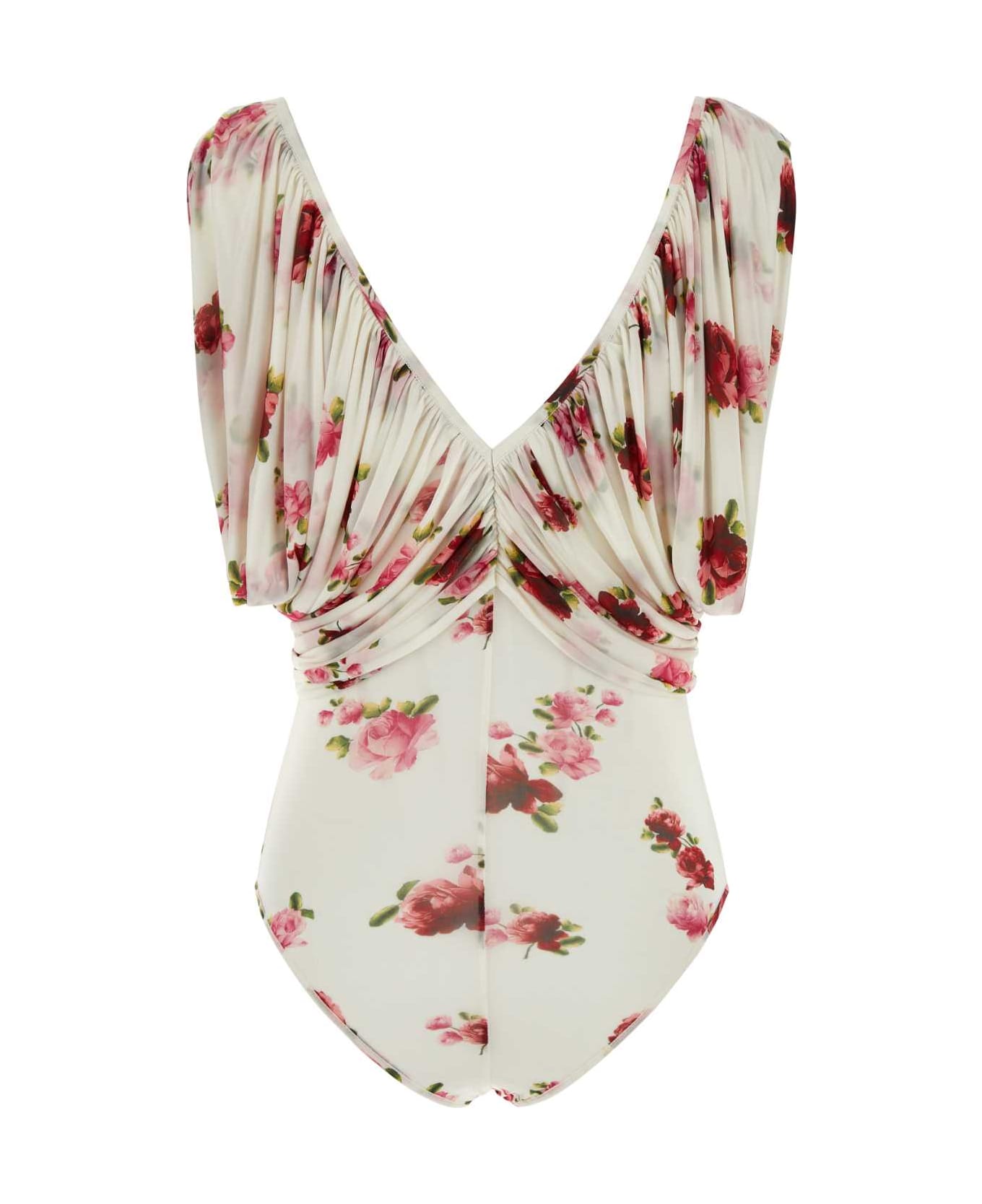 Magda Butrym Printed Jersey Bodysuit - CREAM