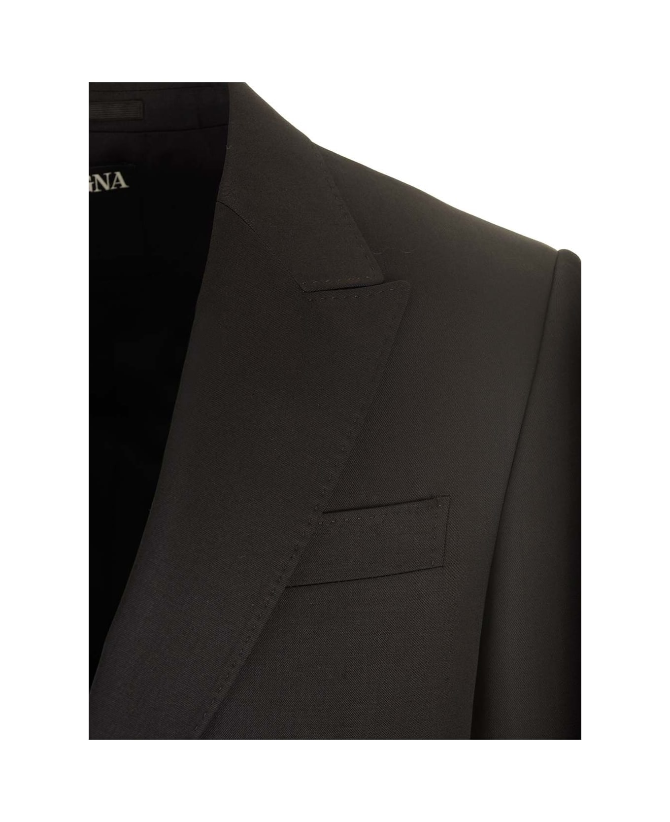 Zegna Black Solid Wool And Mohair Tailored Evening Suit - Black