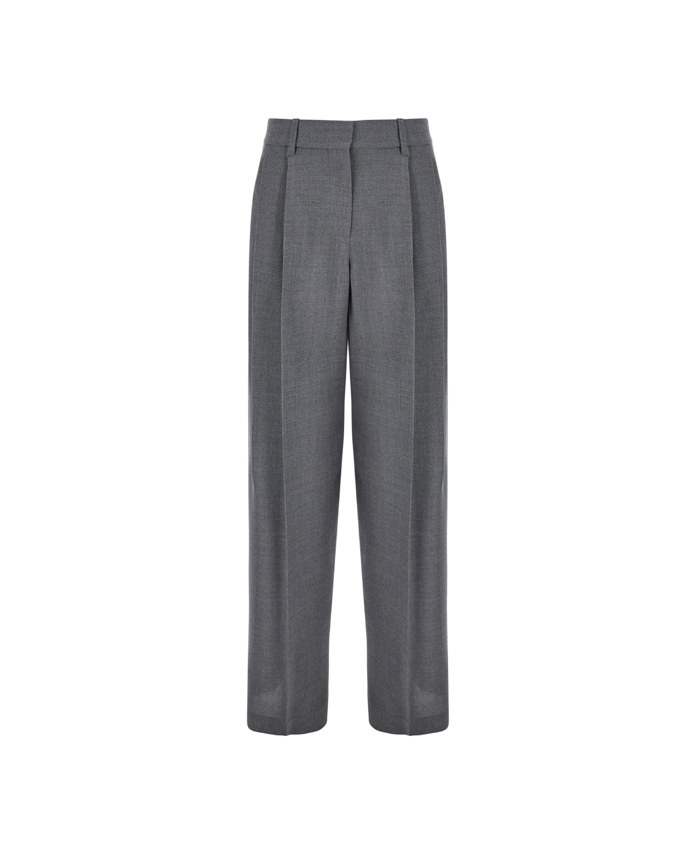 Brunello Cucinelli Grey Pants With Belt Loops In Wool Woman - Grey