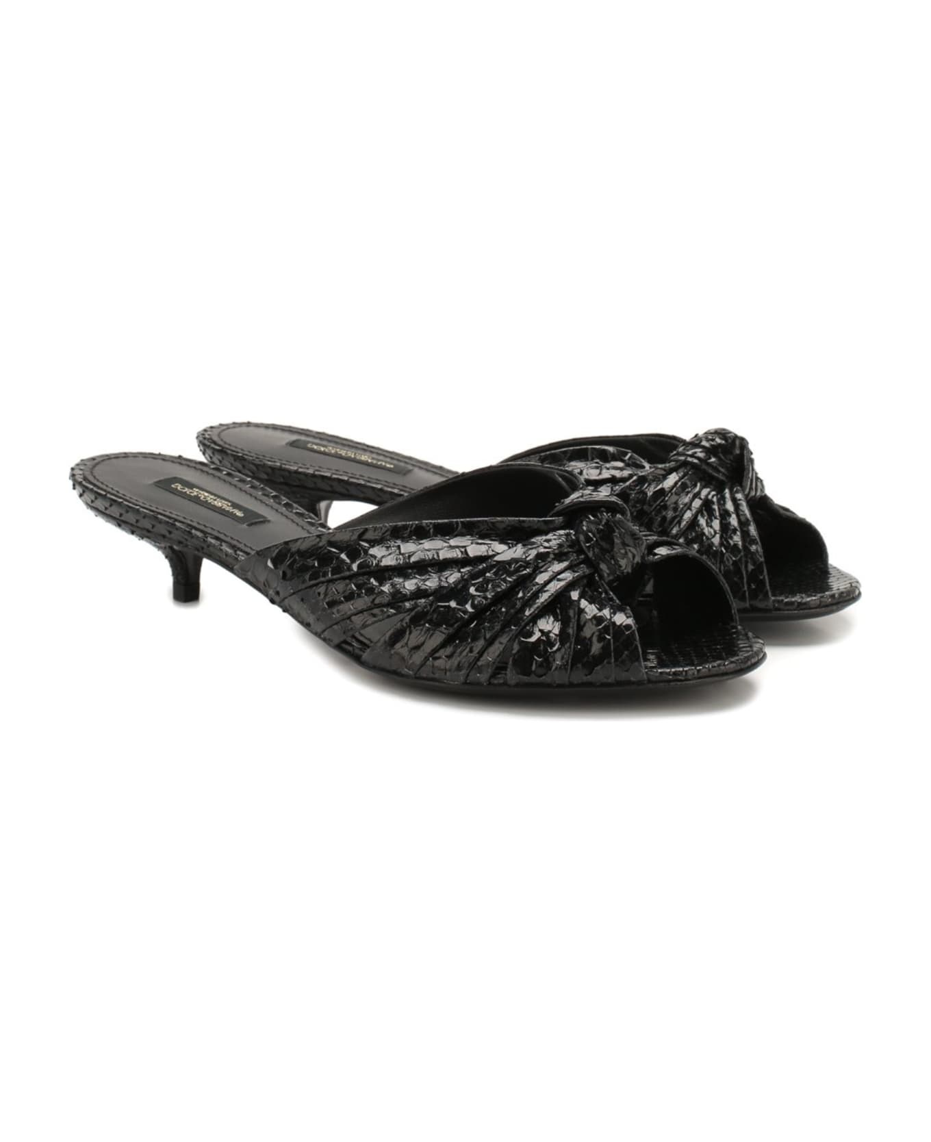 Dolce & Gabbana Python Leather Mules - Black