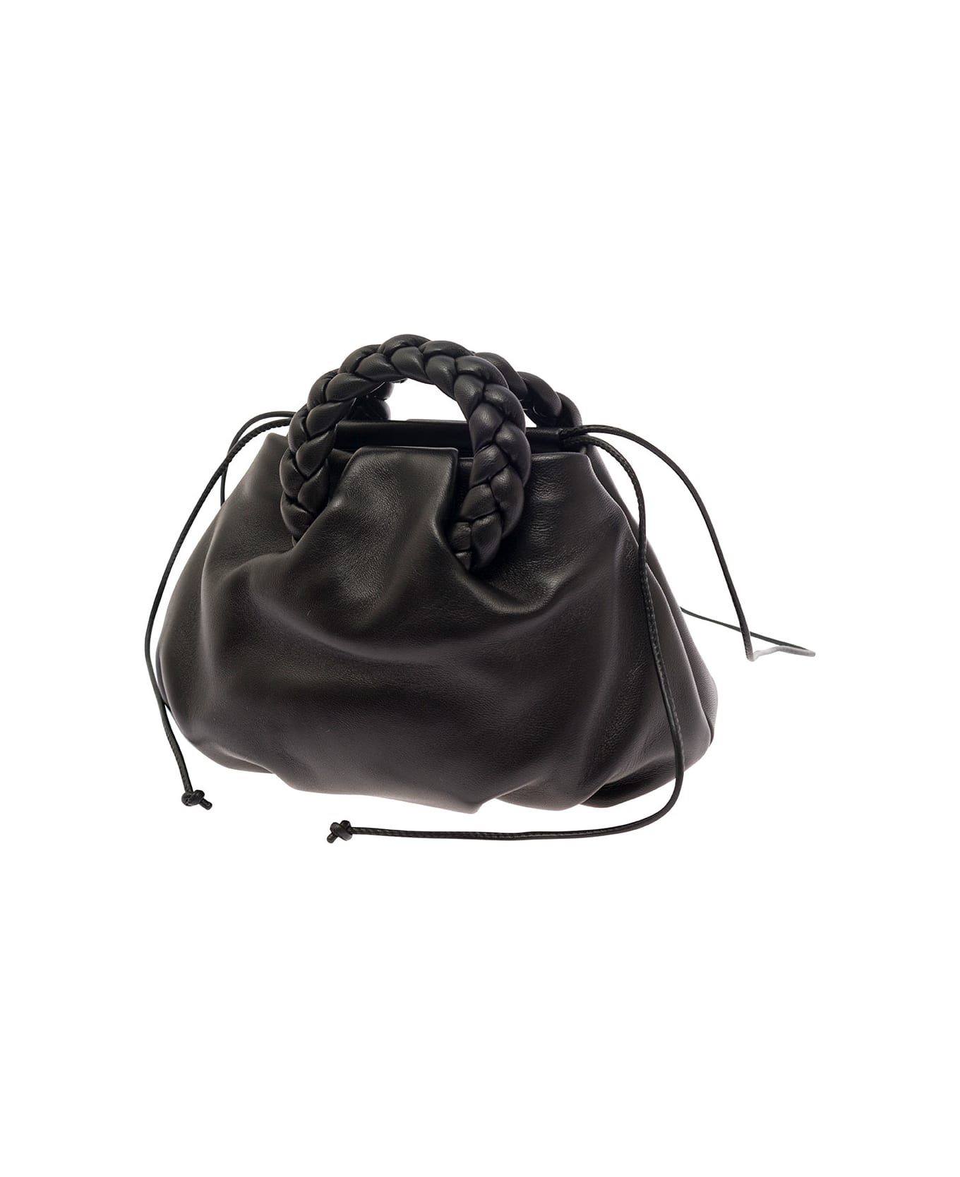 Hereu 'bombon' Black Handbag With Braided Handles In Leather Woman - Black