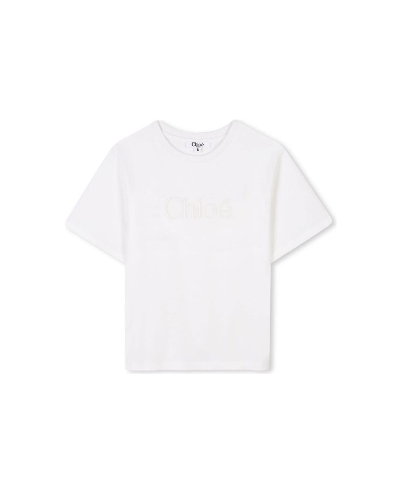 Chloé White T-shirt With Lettering Logo On The Front In Cotton Girl - White