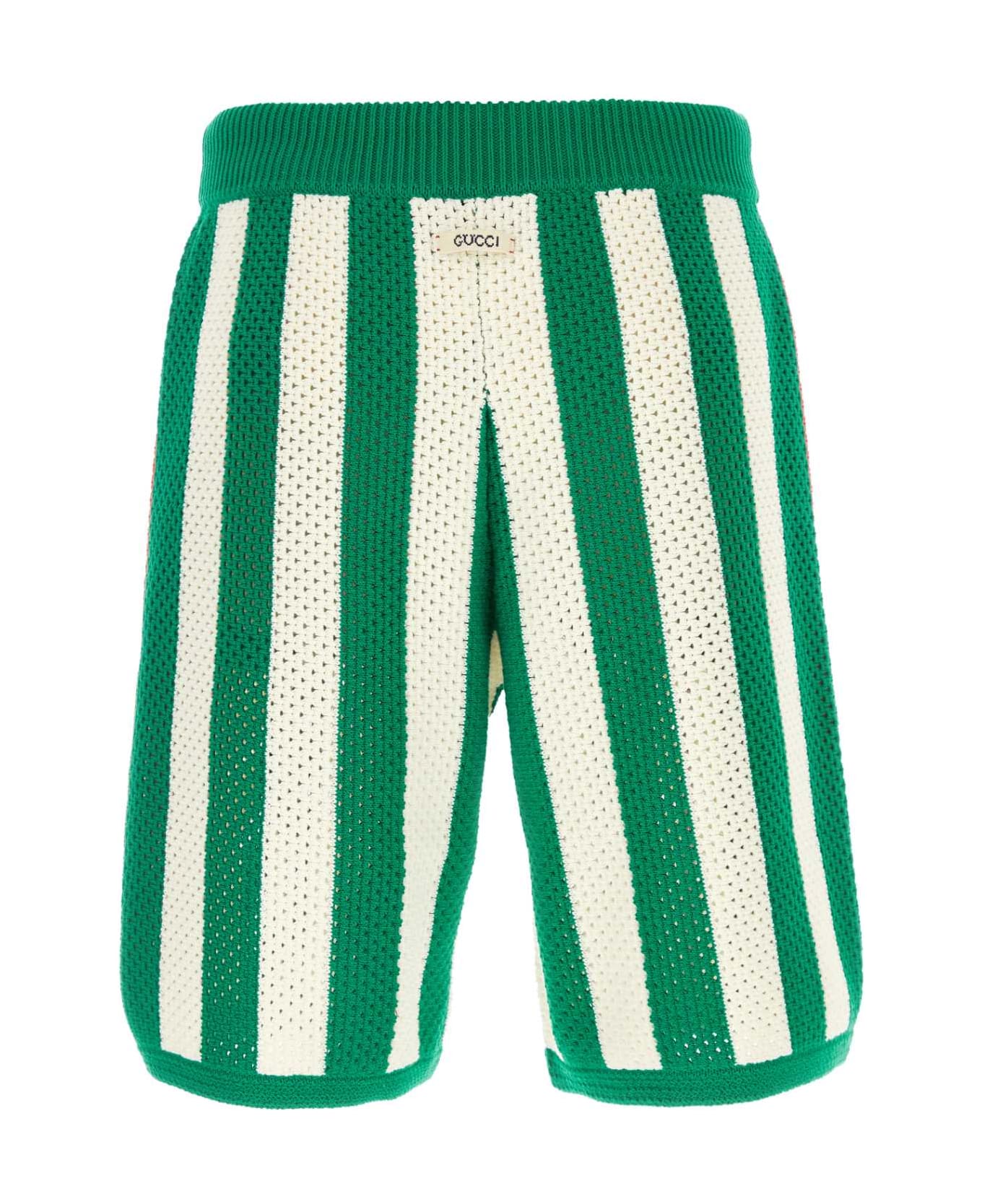 Gucci Multicolor Stretch Crochet Bermuda Shorts - 3861