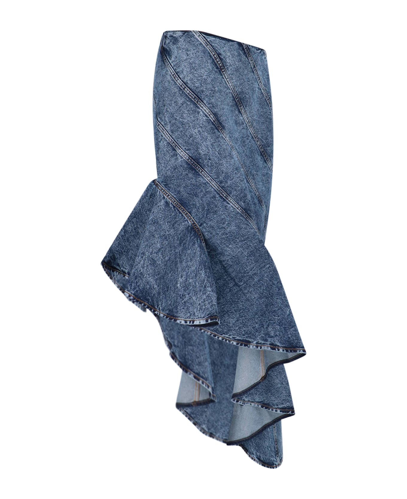 Alaia Denim Spiral Midi Skirt - Blue