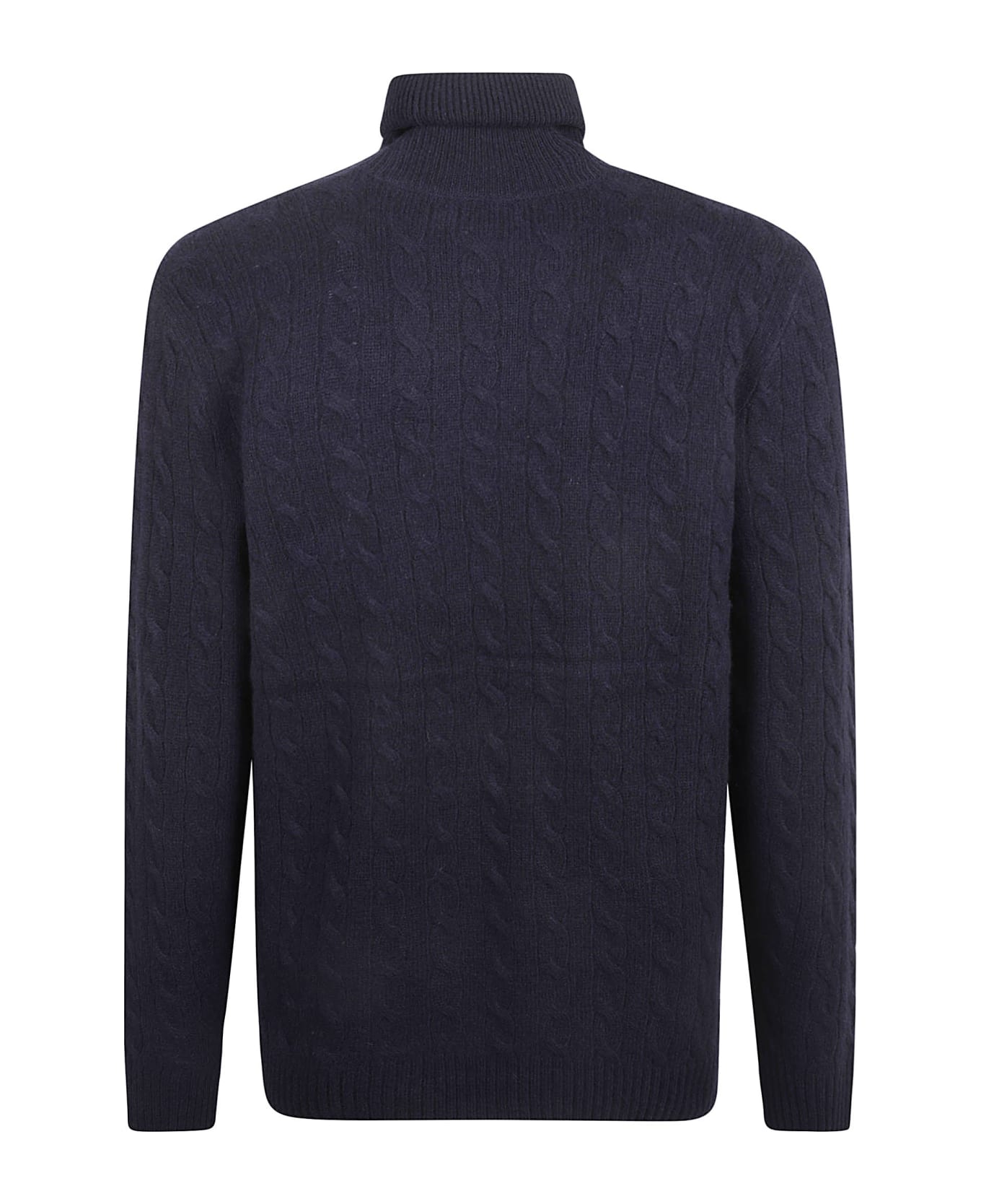 Ralph Lauren Logo Embroidery Turtleneck Patterned Sweater - Blue