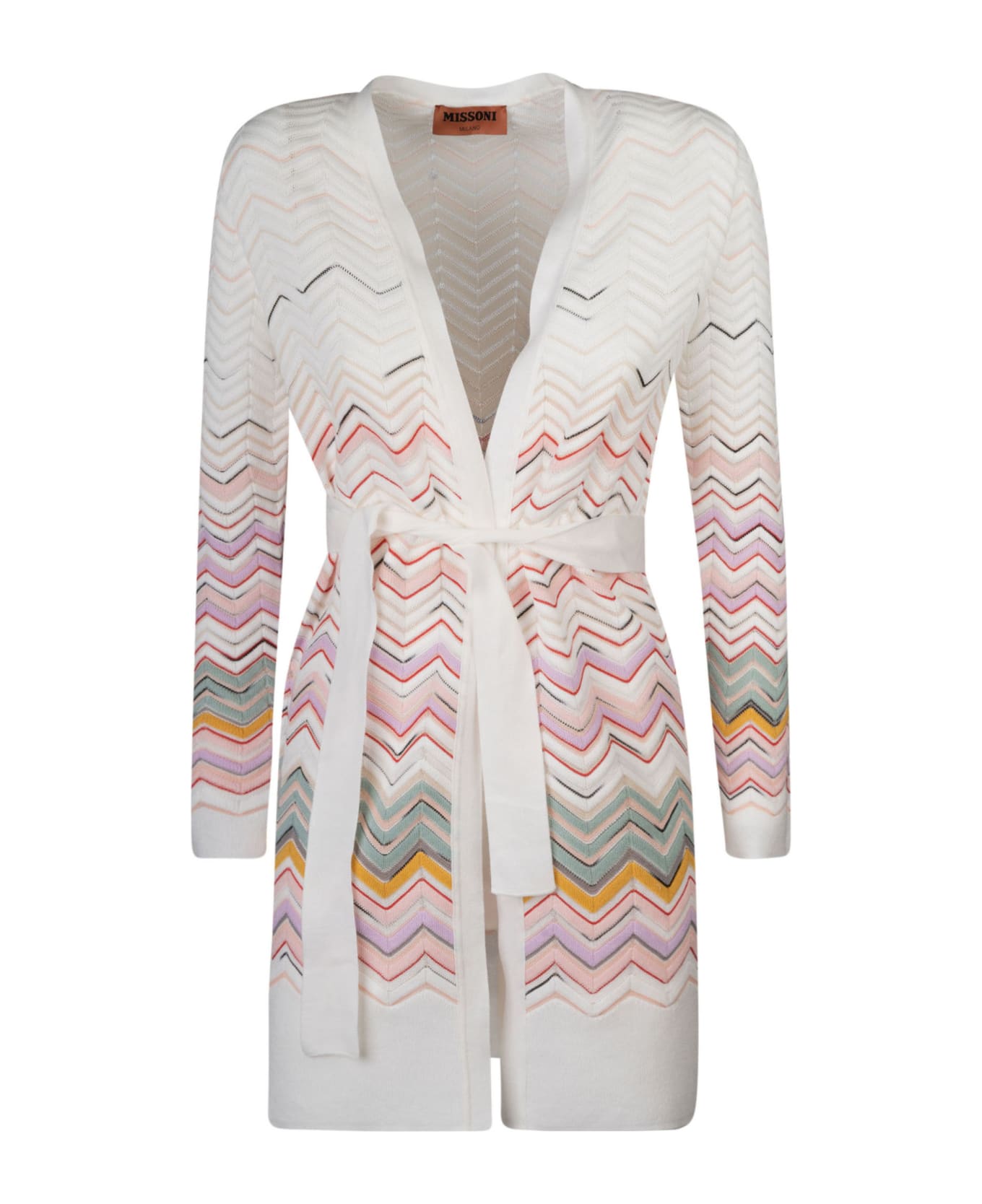 Missoni Zig-zag Stripe Patterned Tie-waist Cardi-coat - Multicolor