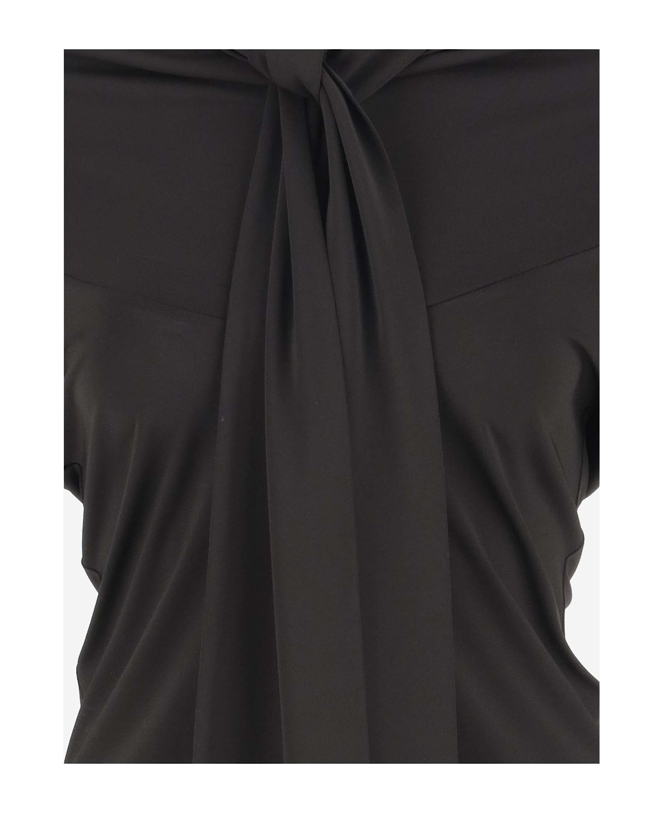Blumarine Crepe Jersey Blouse With Scarf - Black