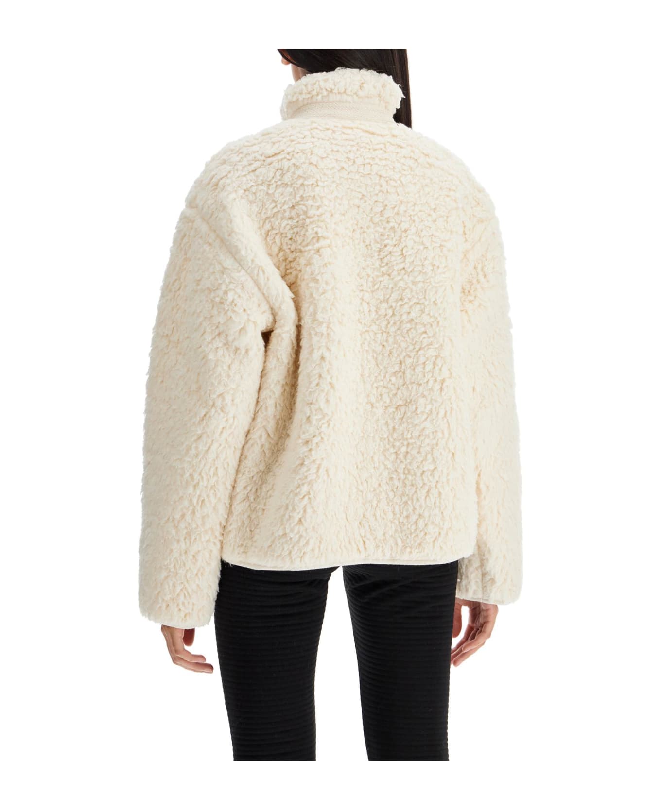 Jil Sander Jacket In Teddy Knit - EGGSHELL