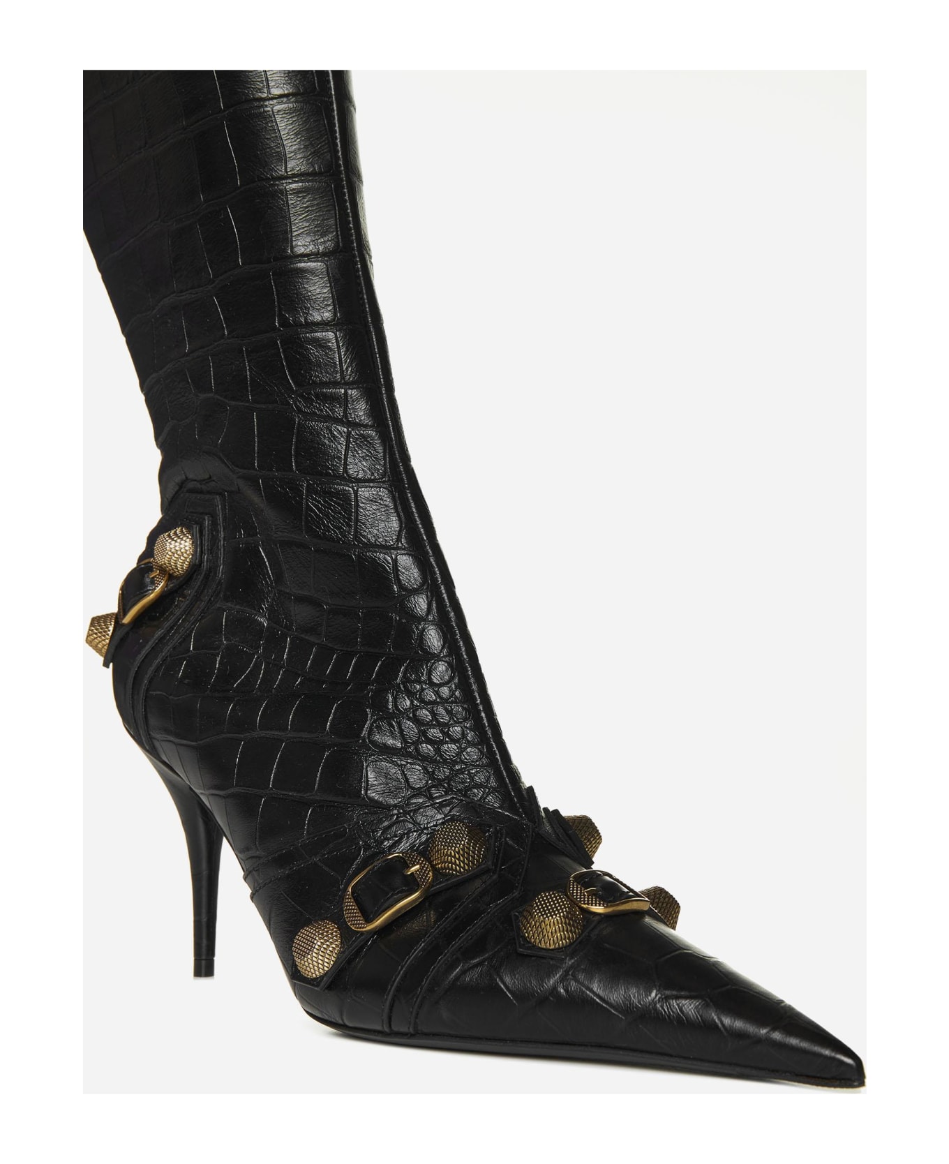 Balenciaga Cagole Animalier Effect Leather Boots - Black