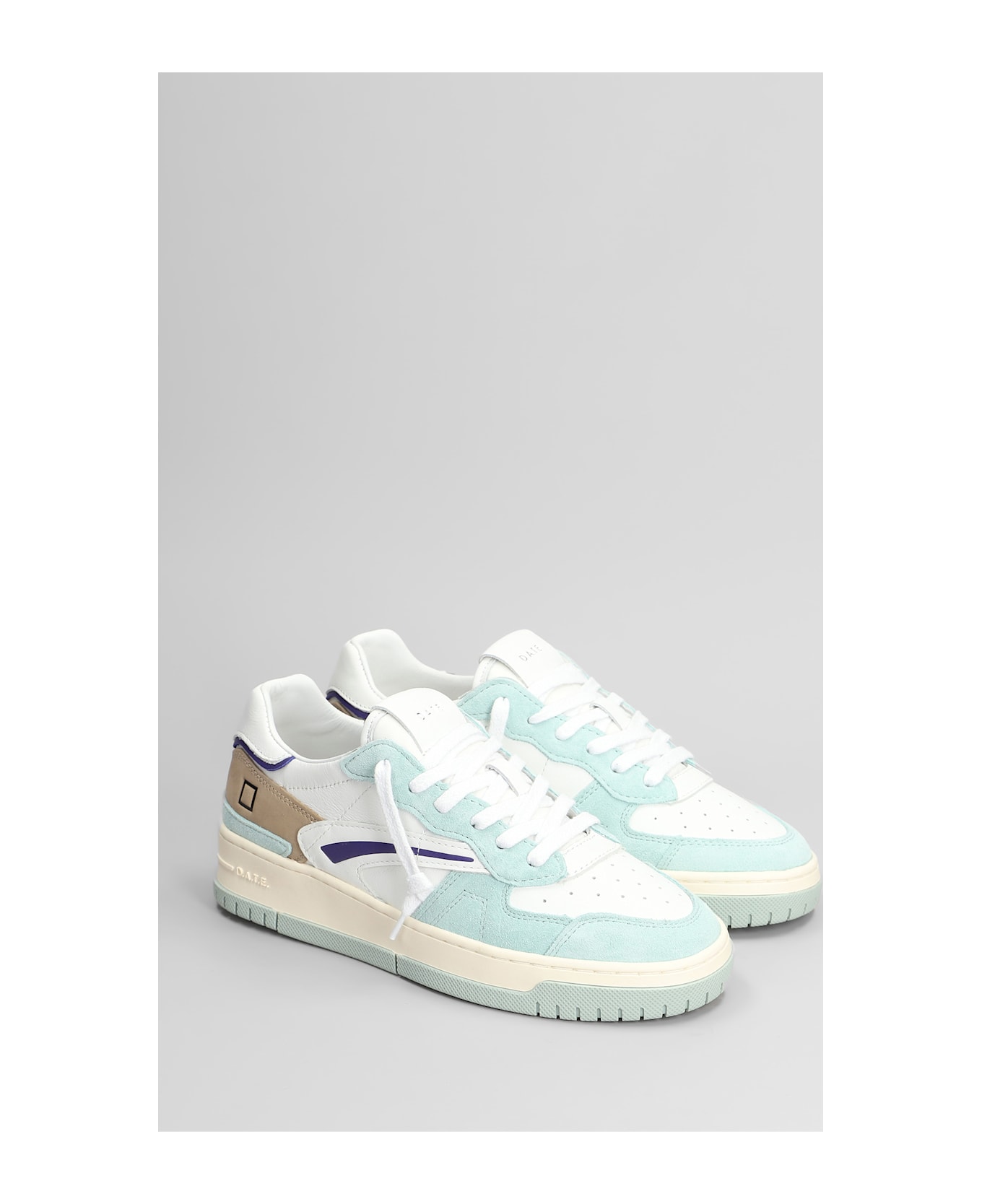D.A.T.E. Torneo Pure Colored Sneakers In White Suede And Leather - white