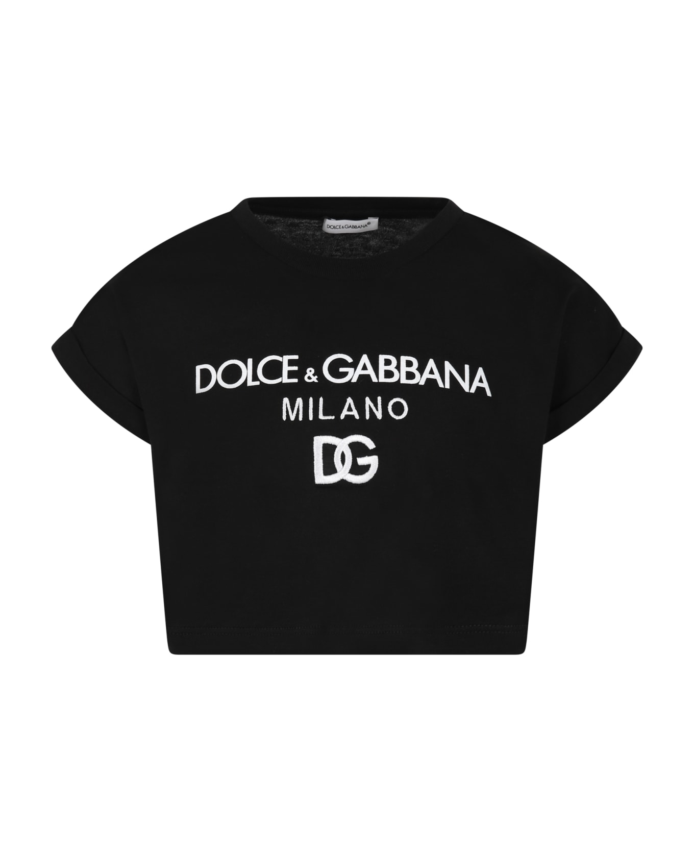 Dolce & Gabbana Black T-shirt For Girl With Logo - Black