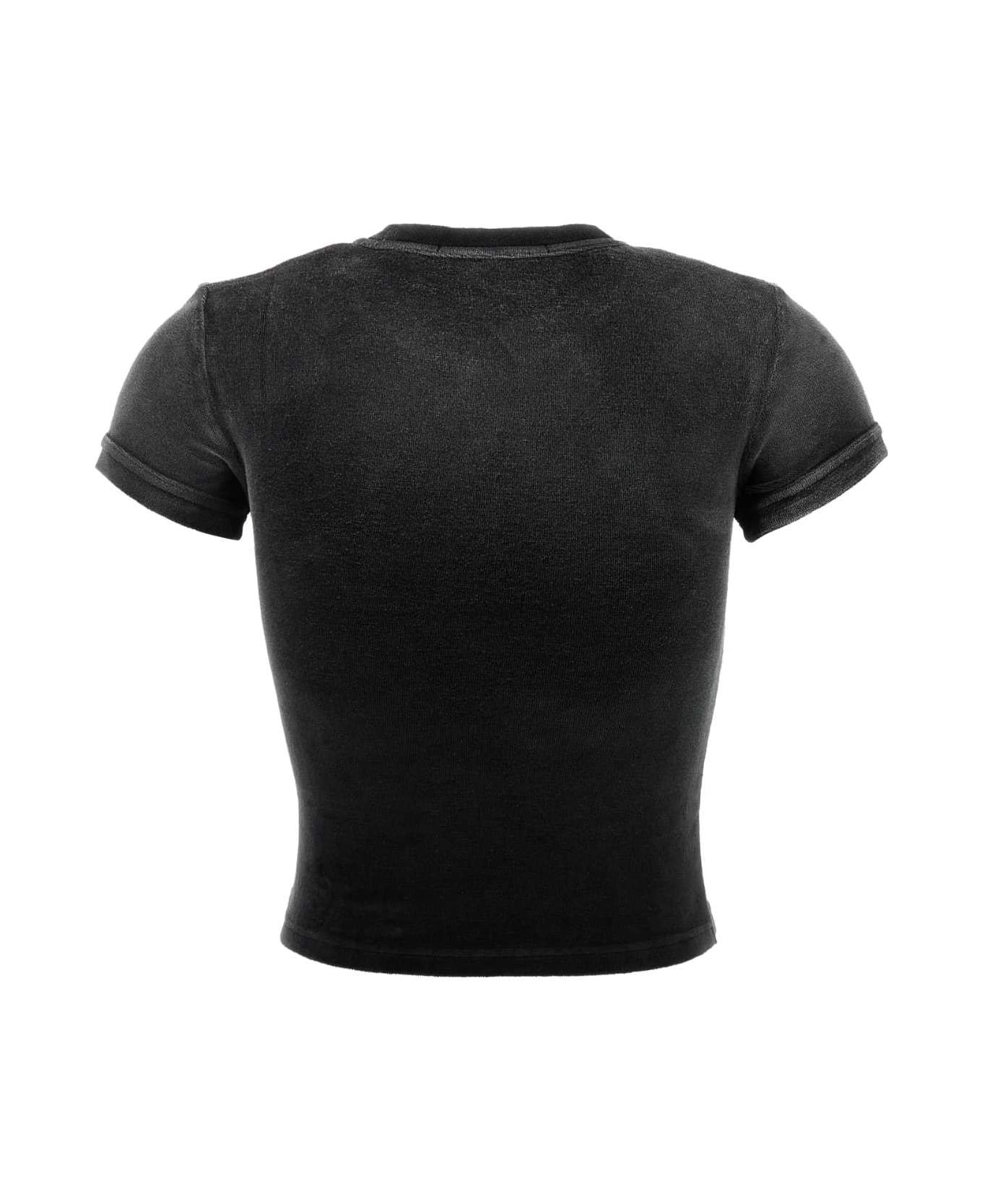 T by Alexander Wang Black Stretch Terry Fabric T-shirt - WASHEDNICKEL