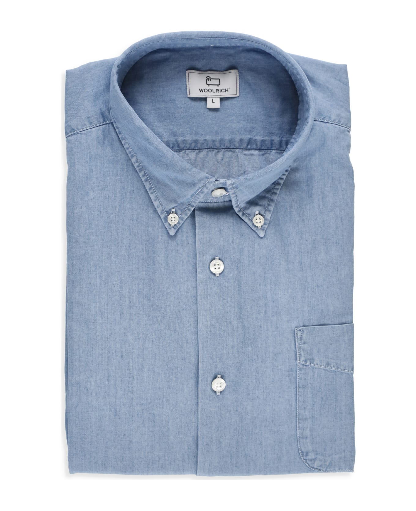 Woolrich Indigo Cotton Shirt - Bleached indigo