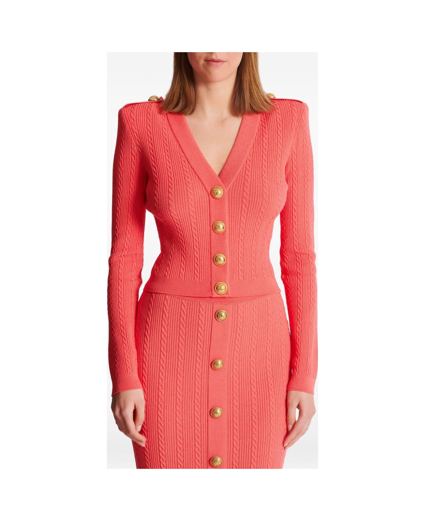 Balmain V-necked Cardigan - Orange