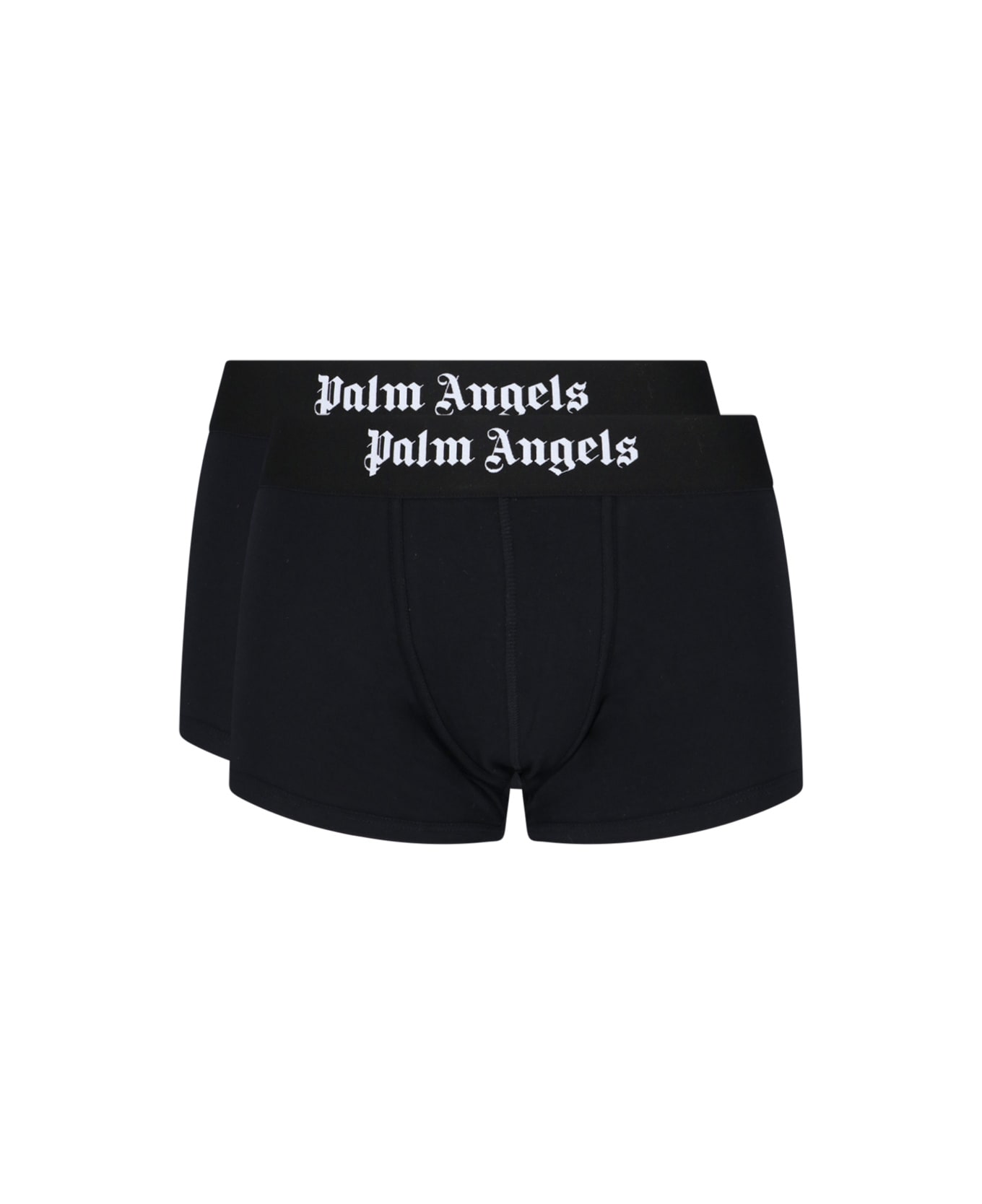 Palm Angels Logo-waist Pack Of Two Boxers - Black
