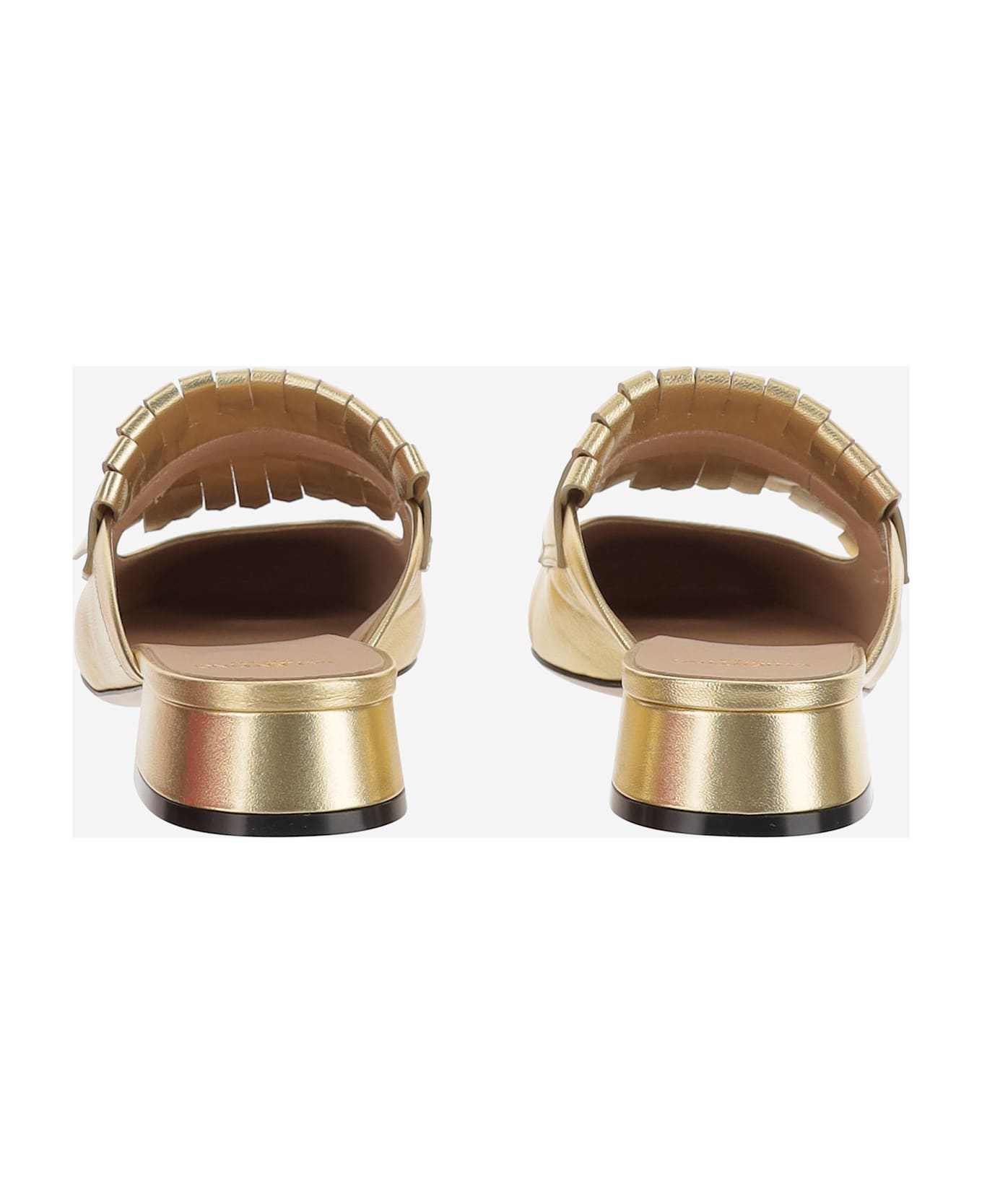 Valentino Garavani Leather Vlogo Mules - Golden