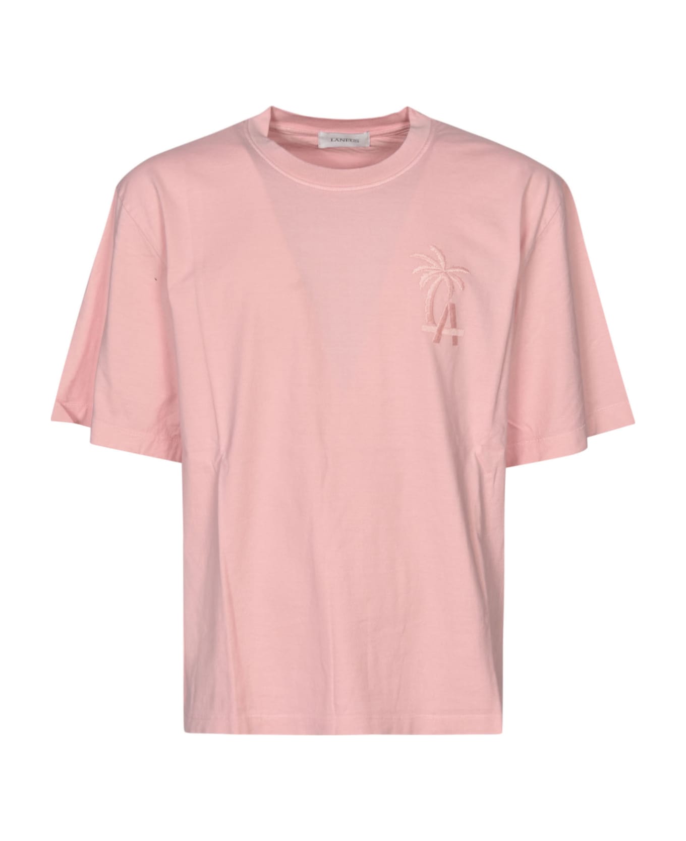 Laneus Jersey Embroidered T_shirt - Pink シャツ