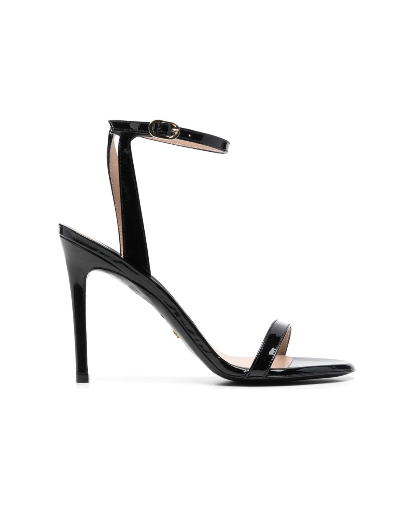 Stuart Weitzman 'barely Nude' Black Sandals With Stiletto Heel In Patent Leather Woman - Black