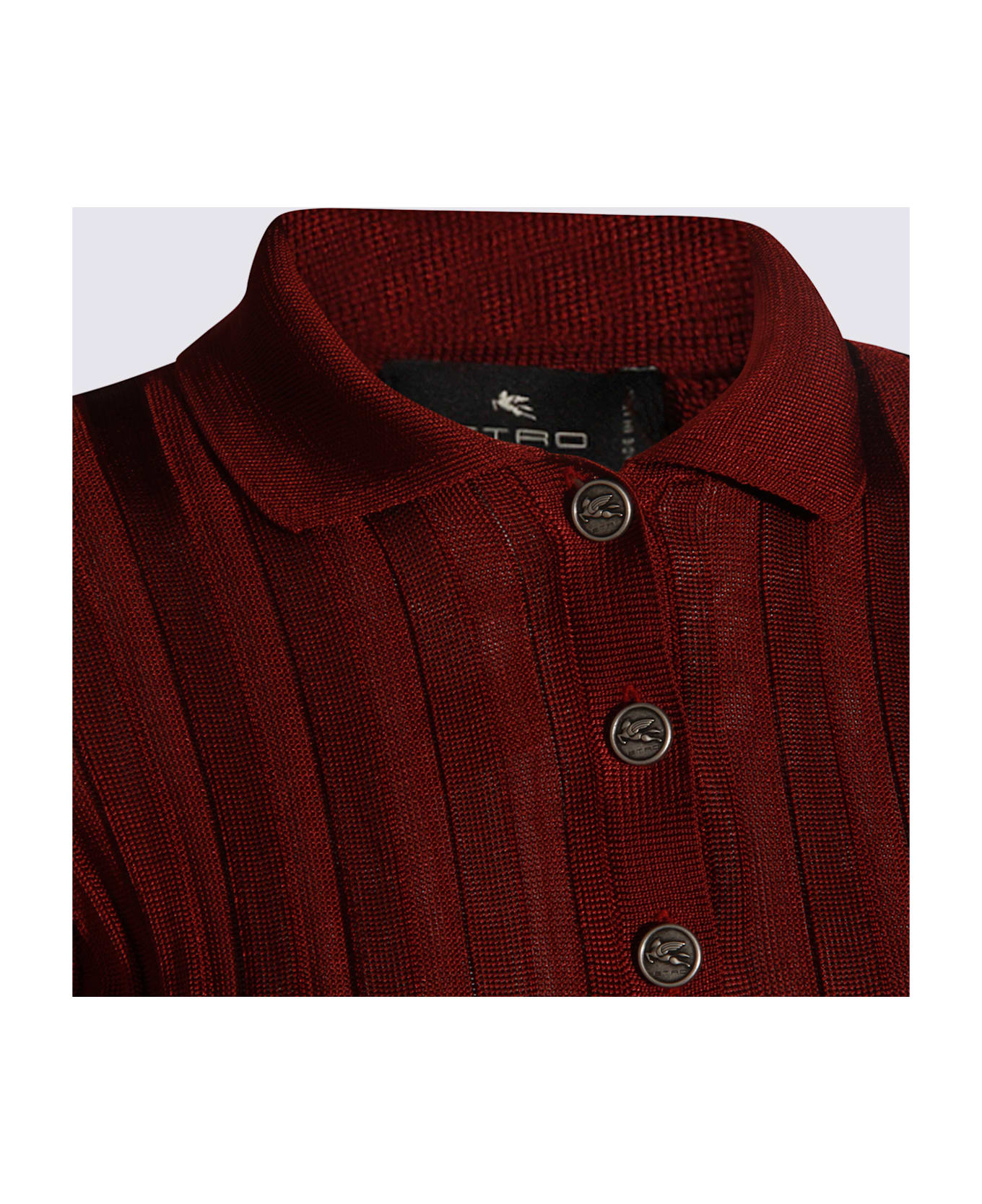 Etro Red Viscose Polo Shirt - AUBERGINE