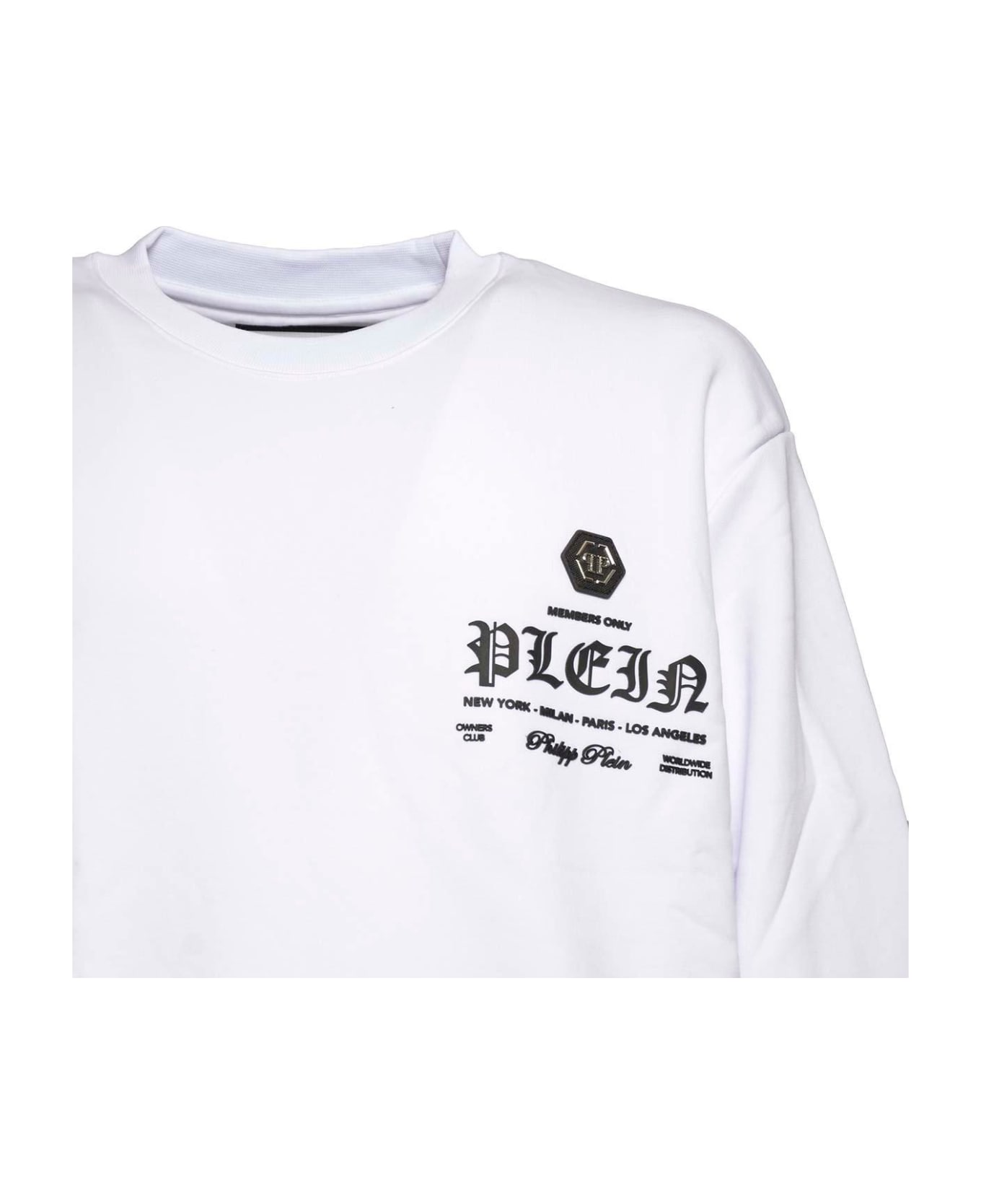 Philipp Plein Logo Printed Crewneck Sweatshirt - Bianco フリース