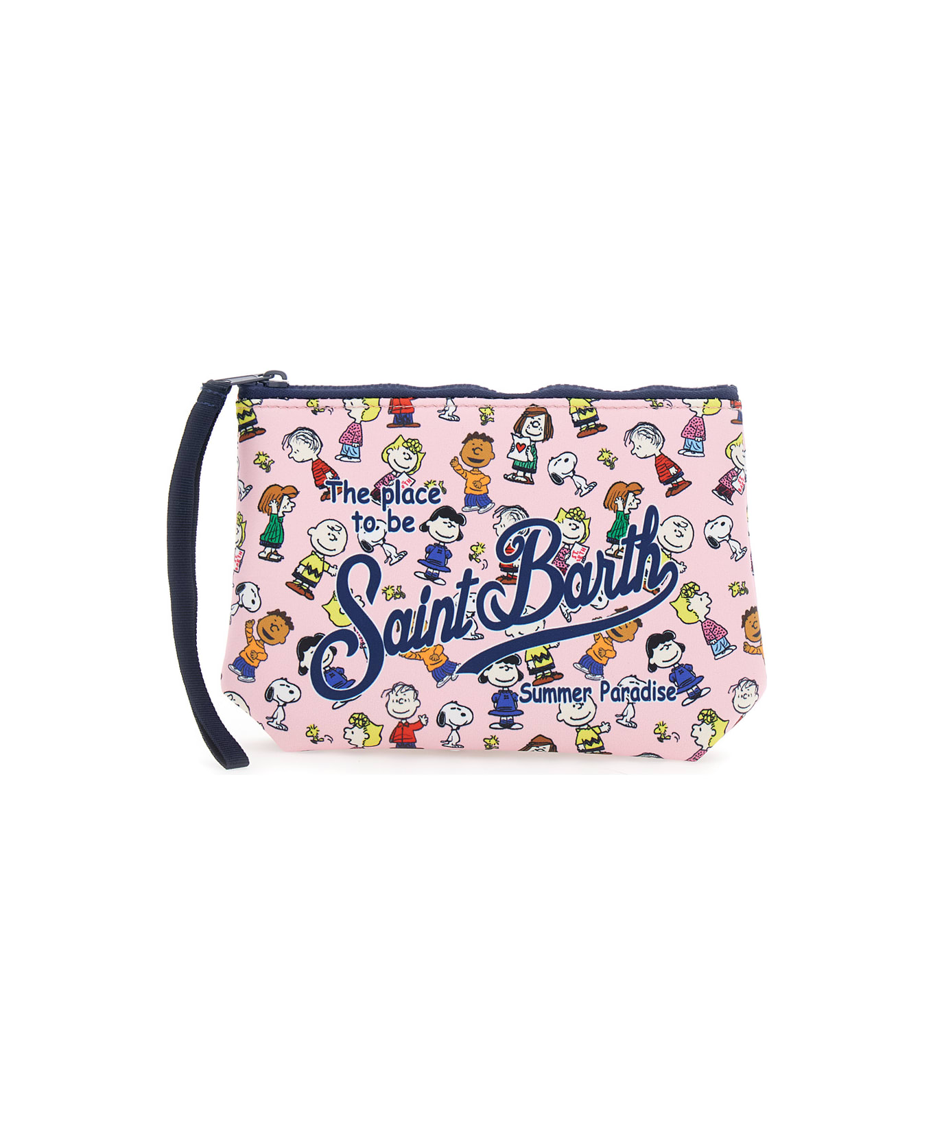 MC2 Saint Barth 
aline
 Pink Clutch With Logo Lettering On The Front And All-over Print In Tech Fabric Girl - Pink