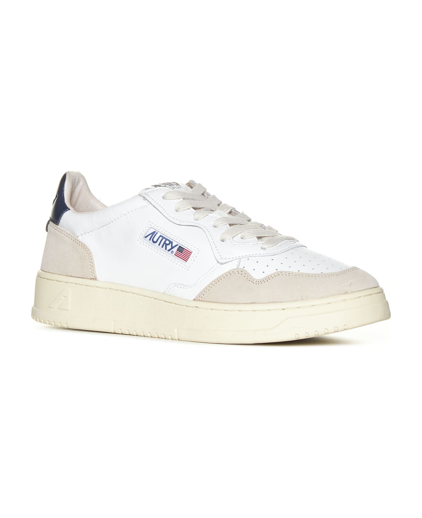 Autry Logo Patched Sneakers - White/Blue
