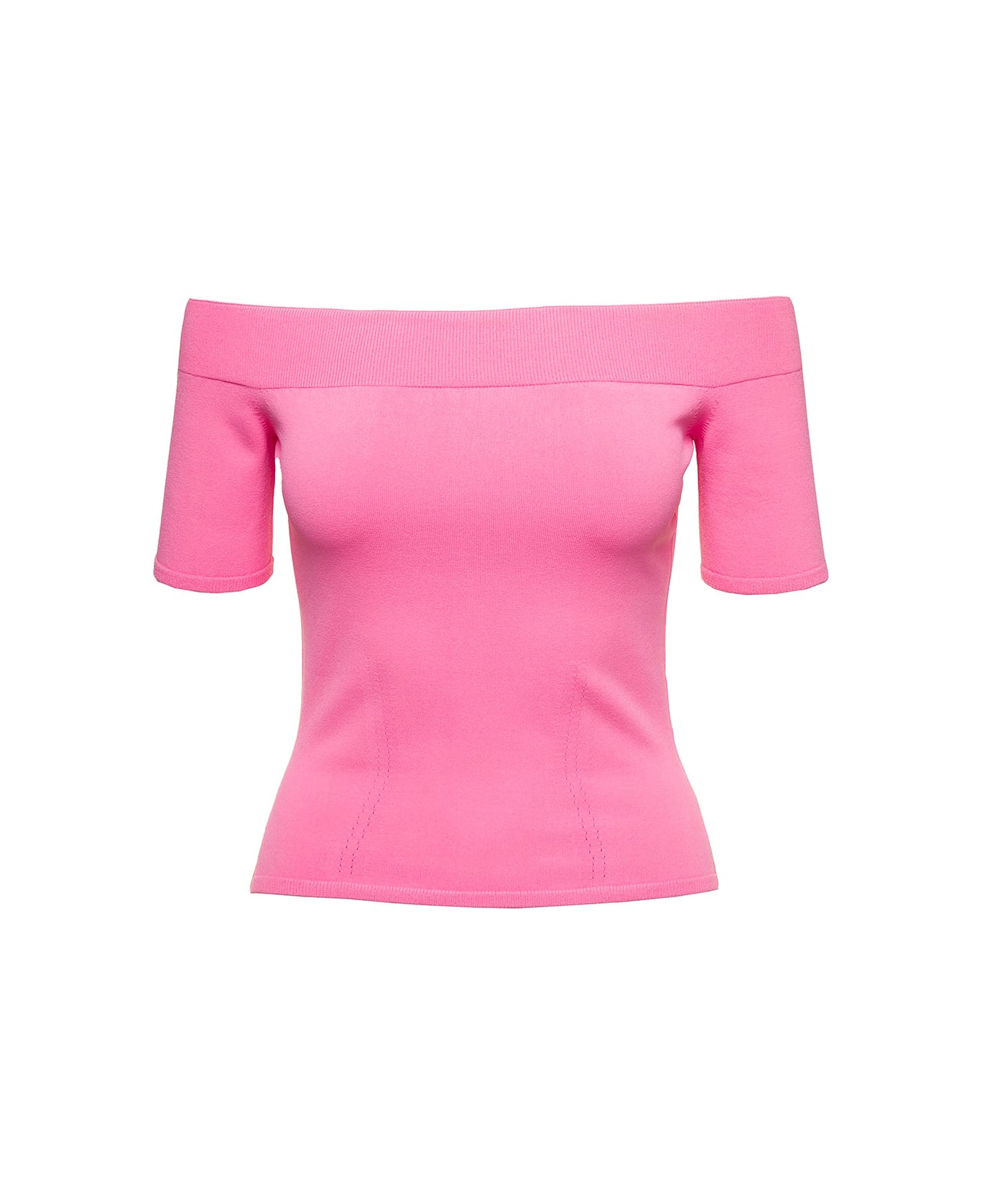 Alexander McQueen Pink Off-the-shoulders Top In Viscose Blend Woman - Pink