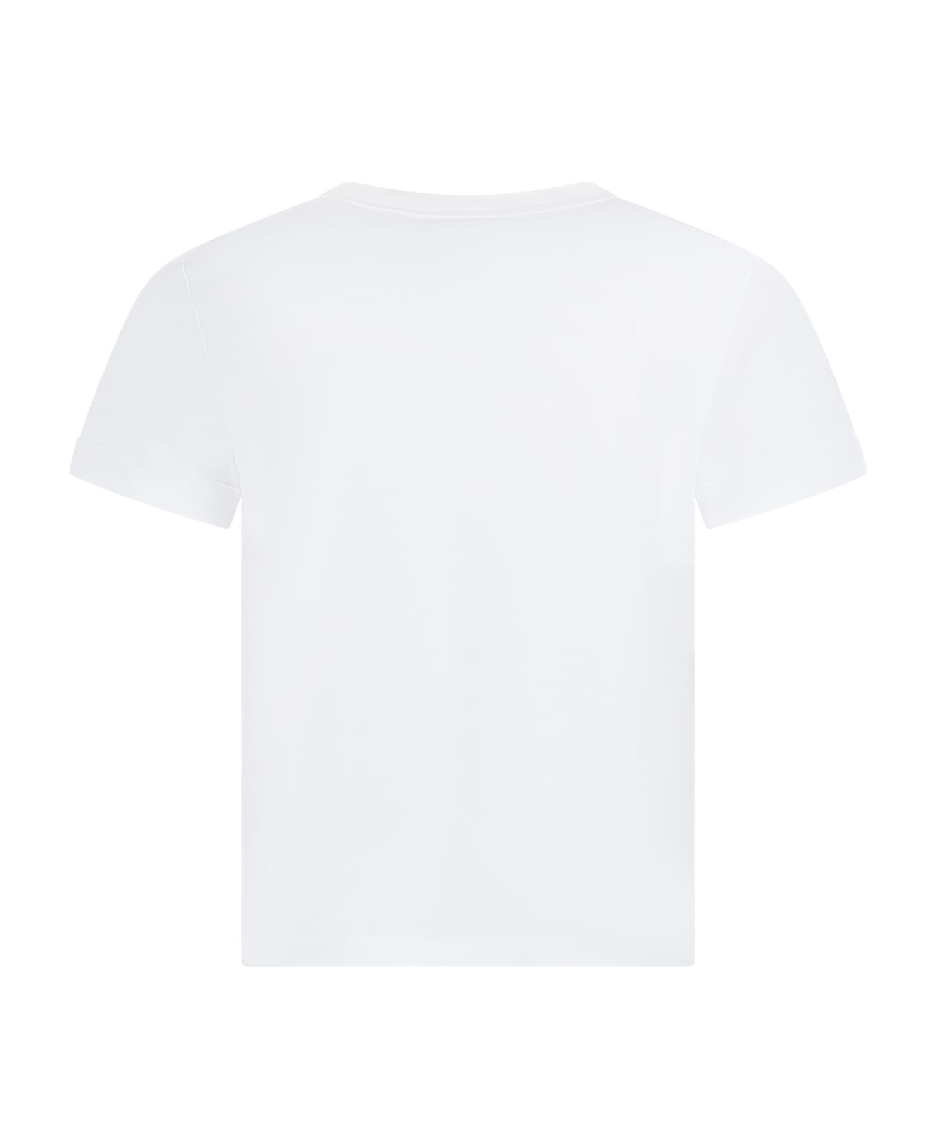 Stella McCartney Kids White T-shirt For Girl With Flower Print - Ivory
