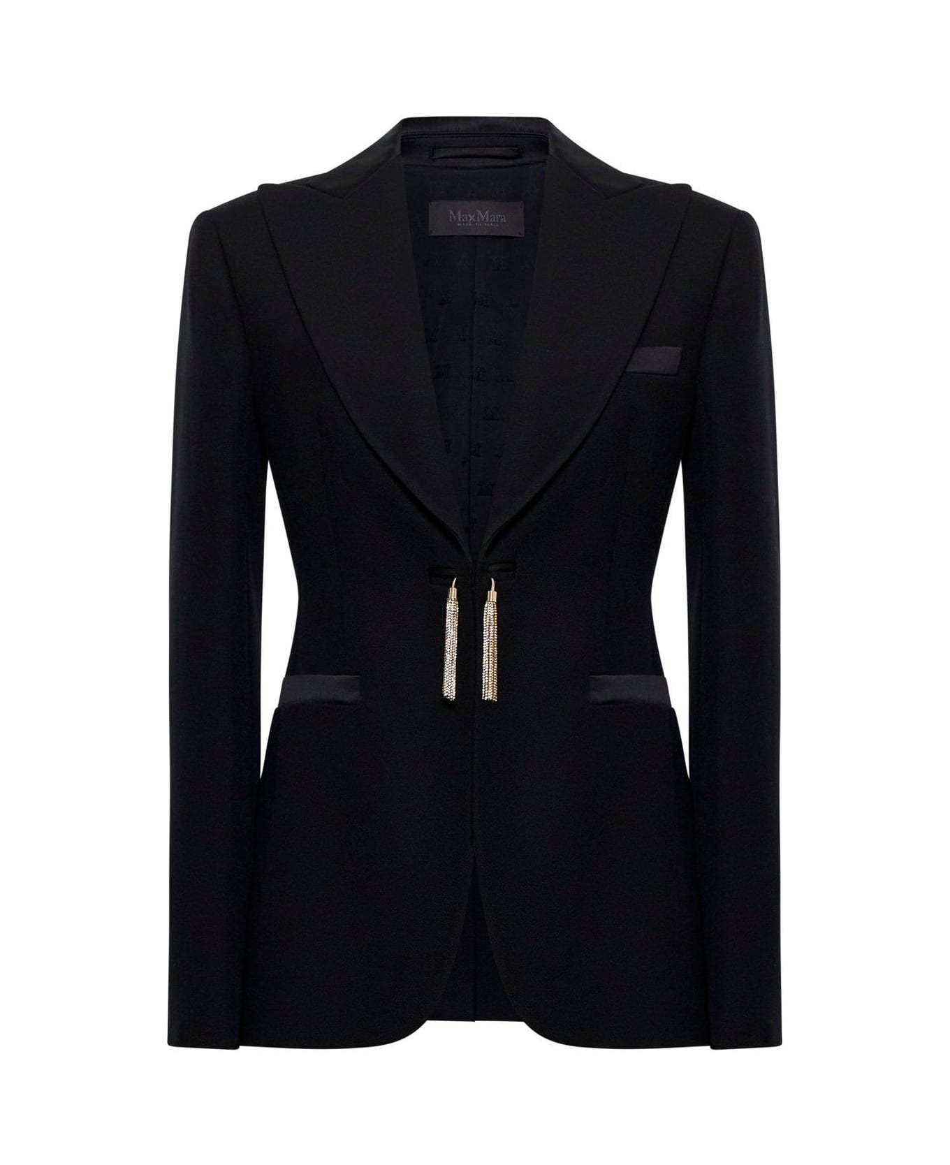 Max Mara Pianoforte Tassel Detailed Collared Jacket - Black