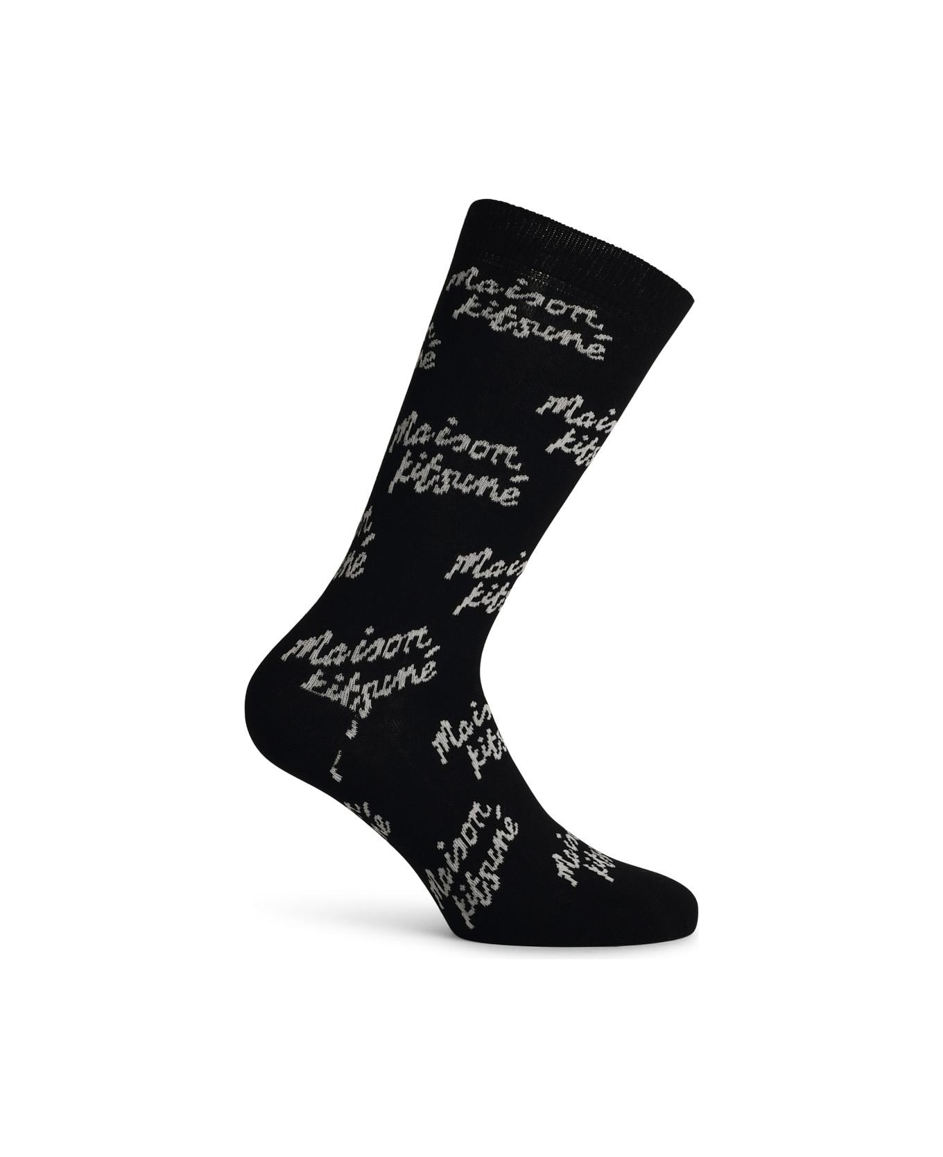 Maison Kitsuné Black Cotton Blend Socks - Black