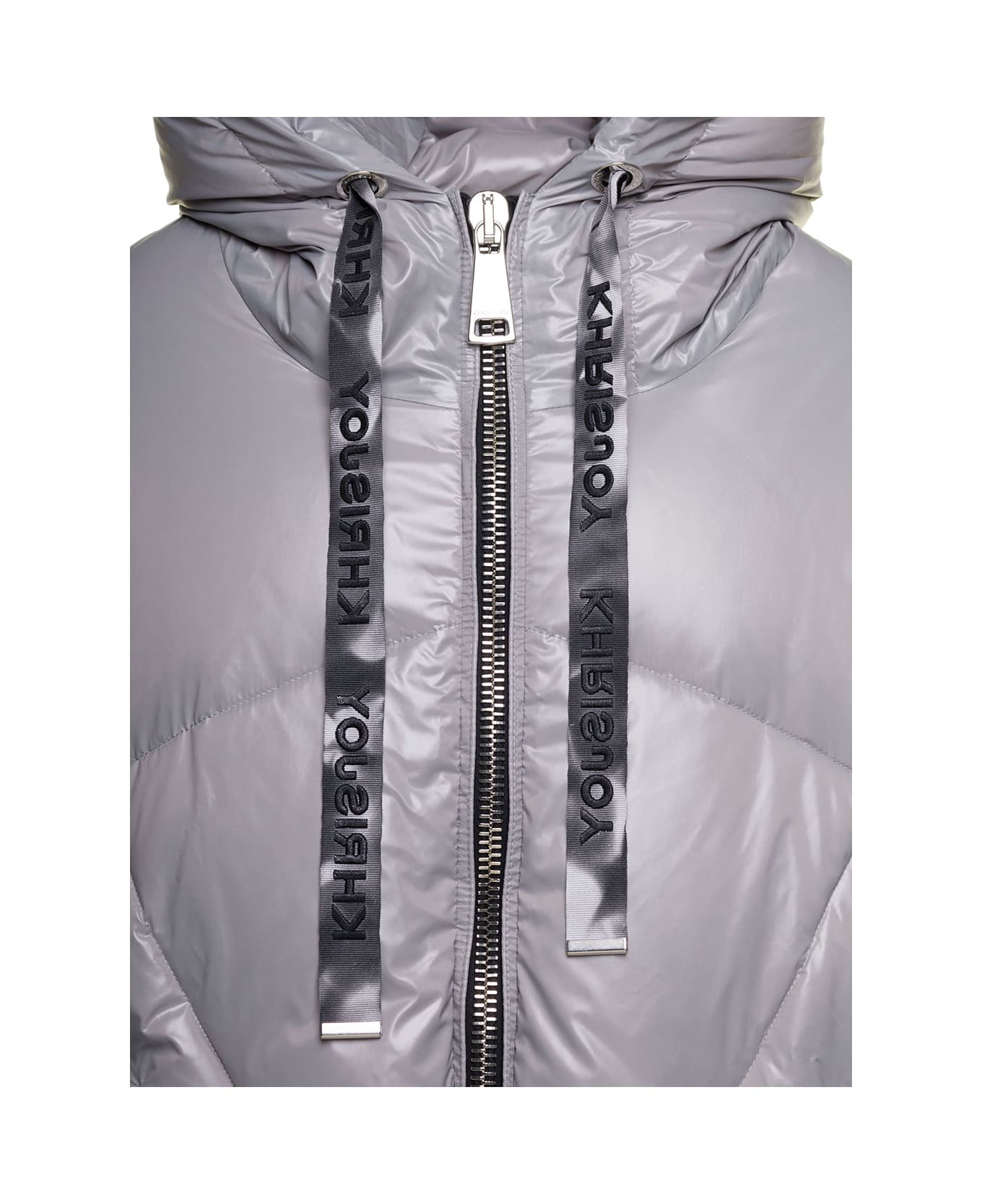 Khrisjoy Grey 'puff Khris Iconic' Oversized Down Jacket With Hood In Polyester Woman - Metallic コート