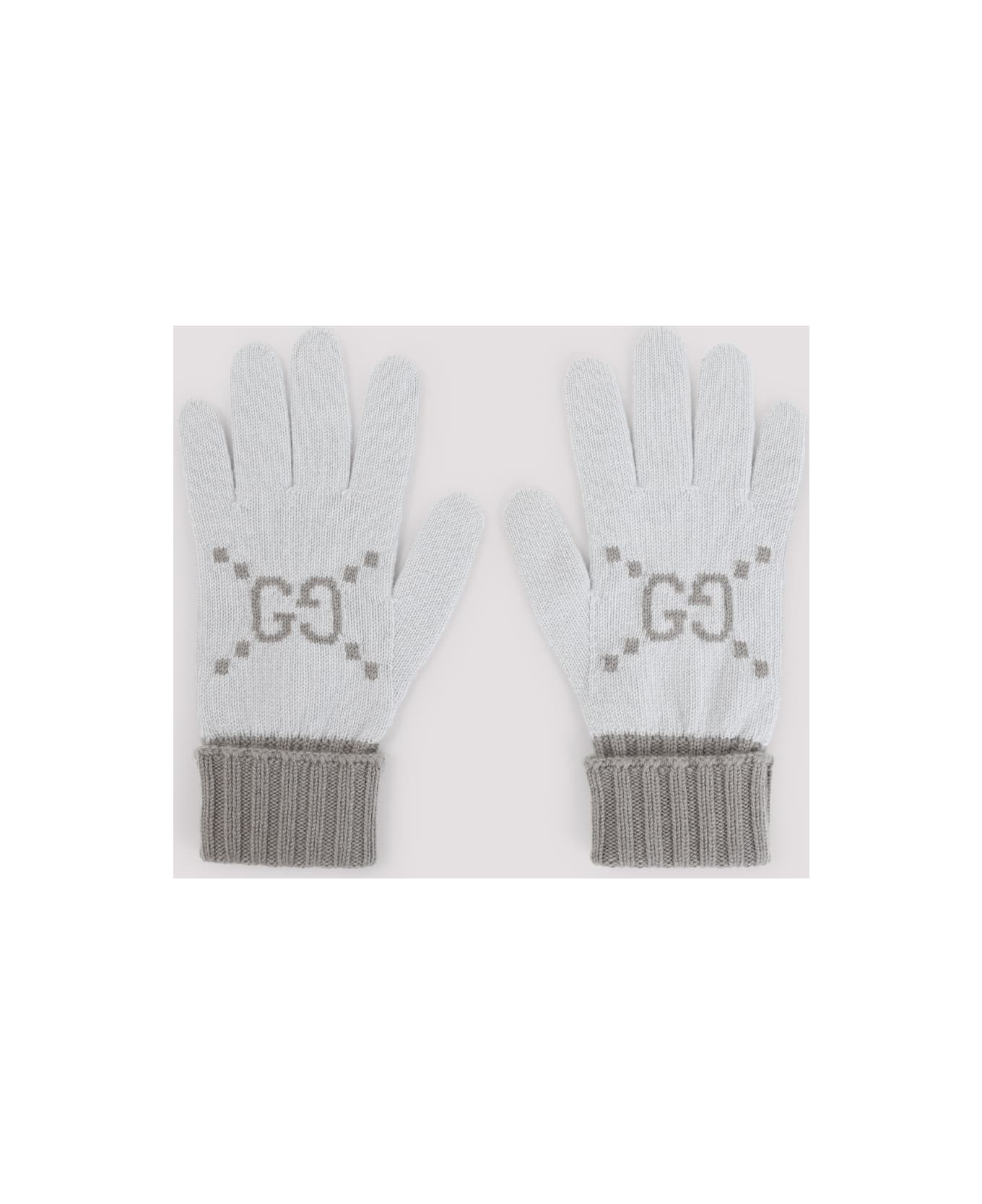 Gucci Gg Knit Gloves - Light Grey