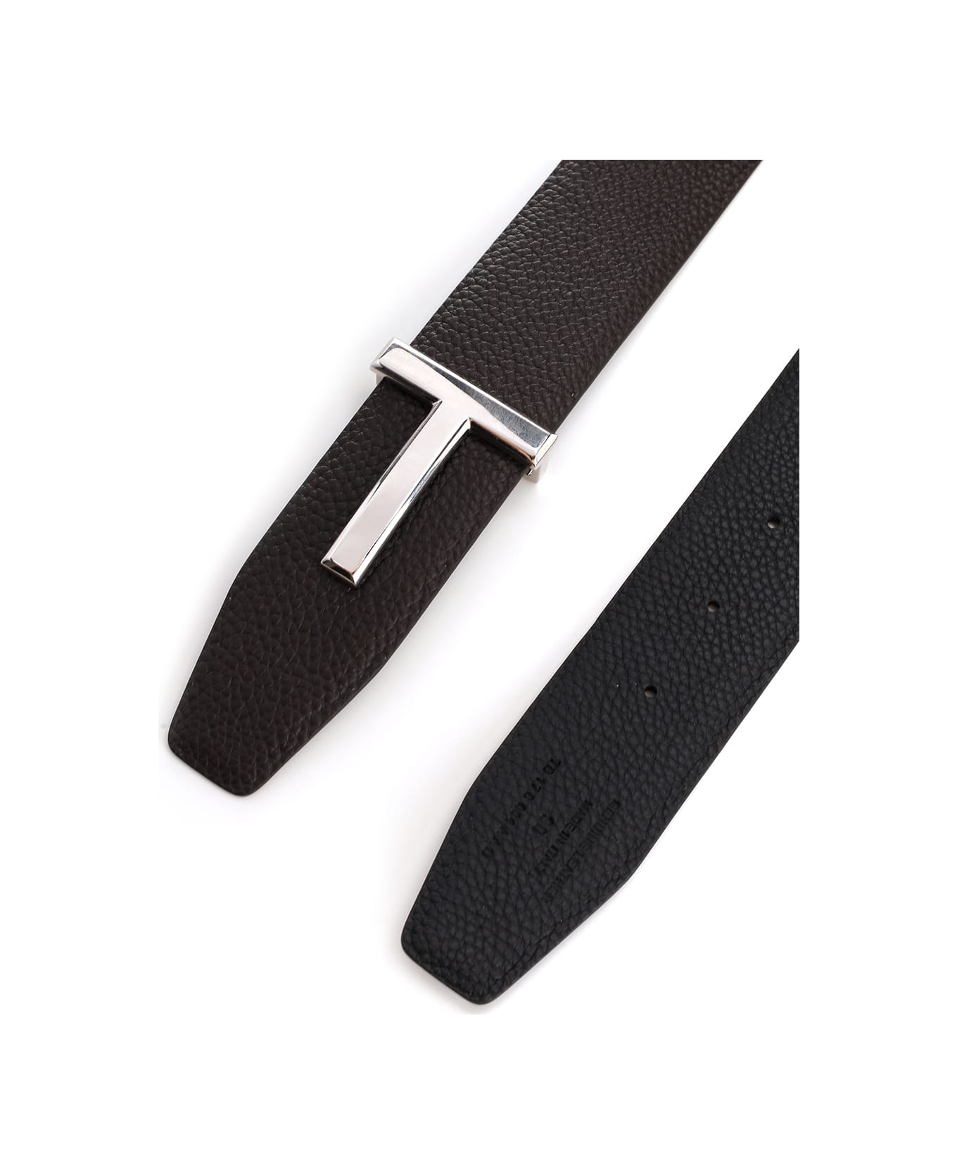 Tom Ford Brown/black Soft Leather Reversible "t" Belt - Multicolor