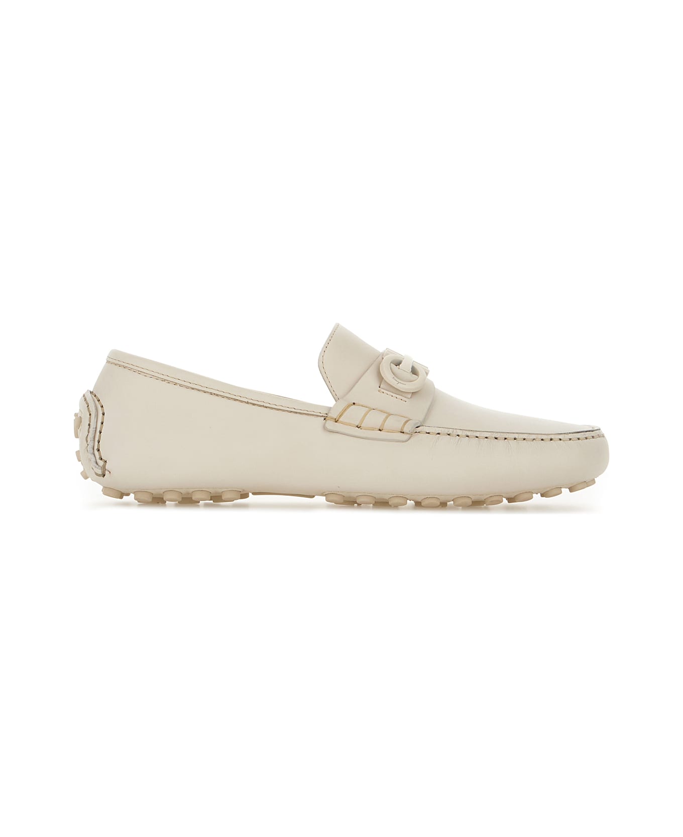 Ferragamo Ivory Leather Grazioso Loafers - MASCARPONE