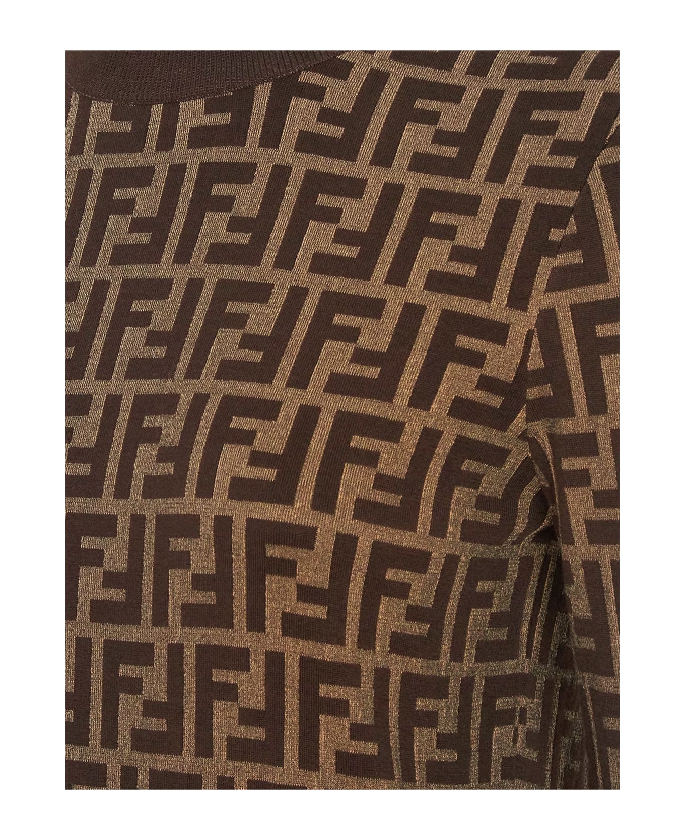 Fendi Cotton Sweater With Ff Motif - Brown