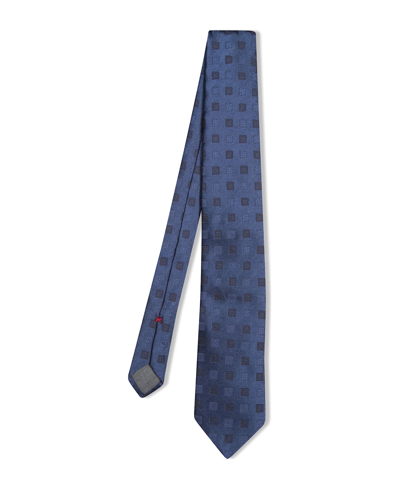 Brunello Cucinelli Dark Blue Geometric Tie - Blue