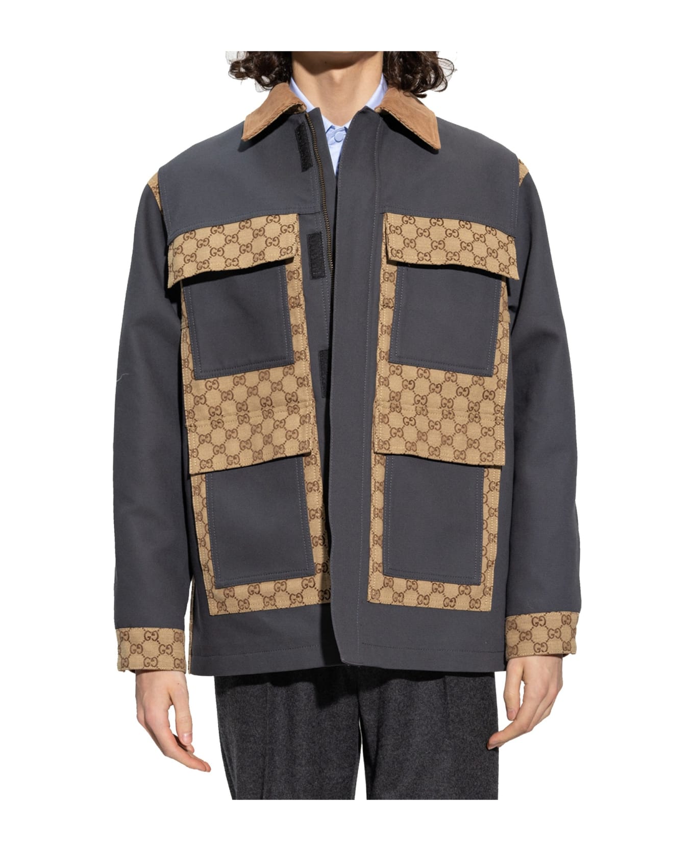 Gucci Gg Supreme Cotton Jacket - Gray ジャケット