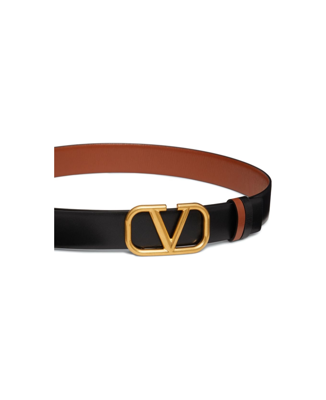 Valentino Garavani Leather Reversible Vlogo Belt - Leather Brown
