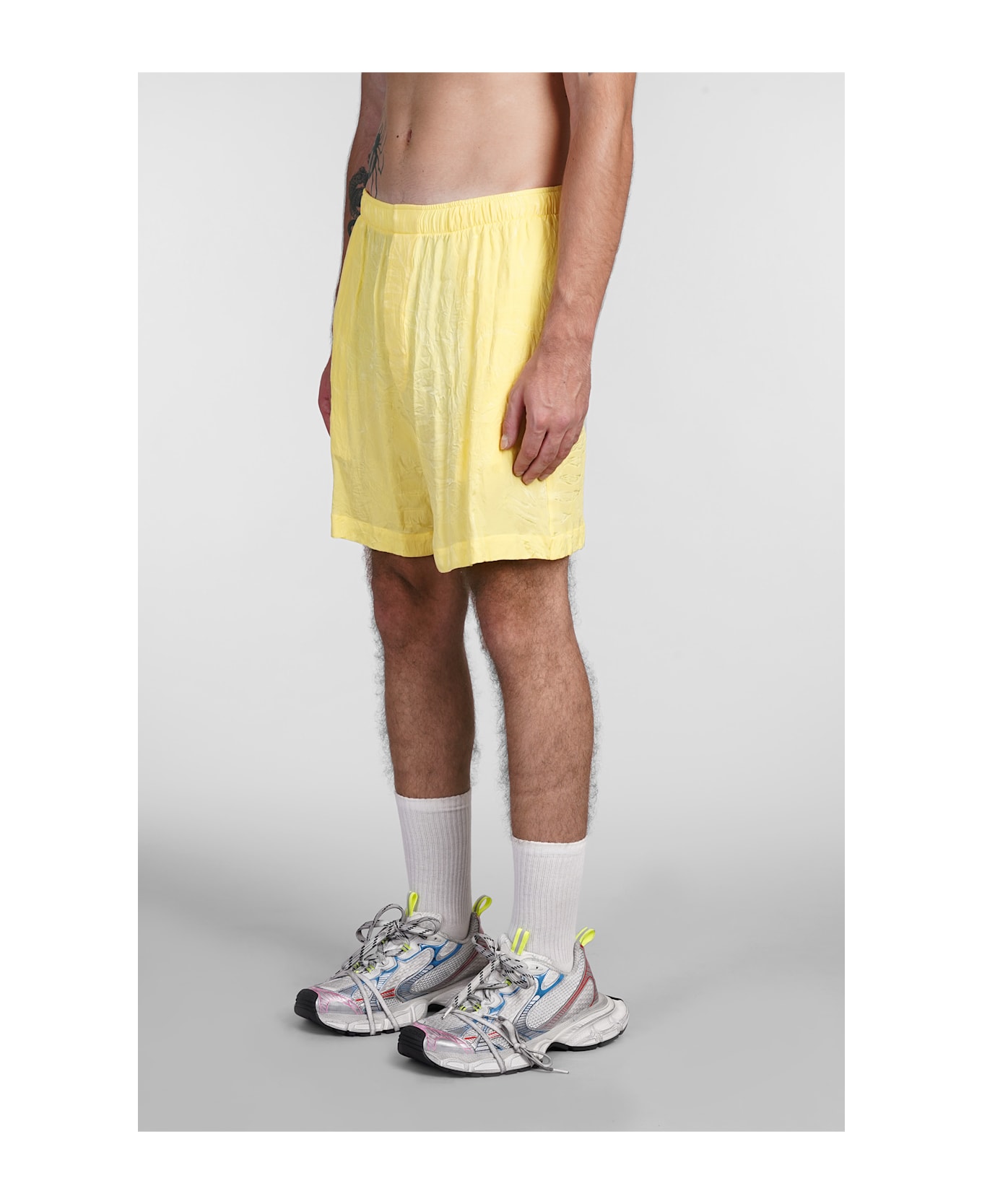 Balenciaga Shorts In Yellow Silk - yellow